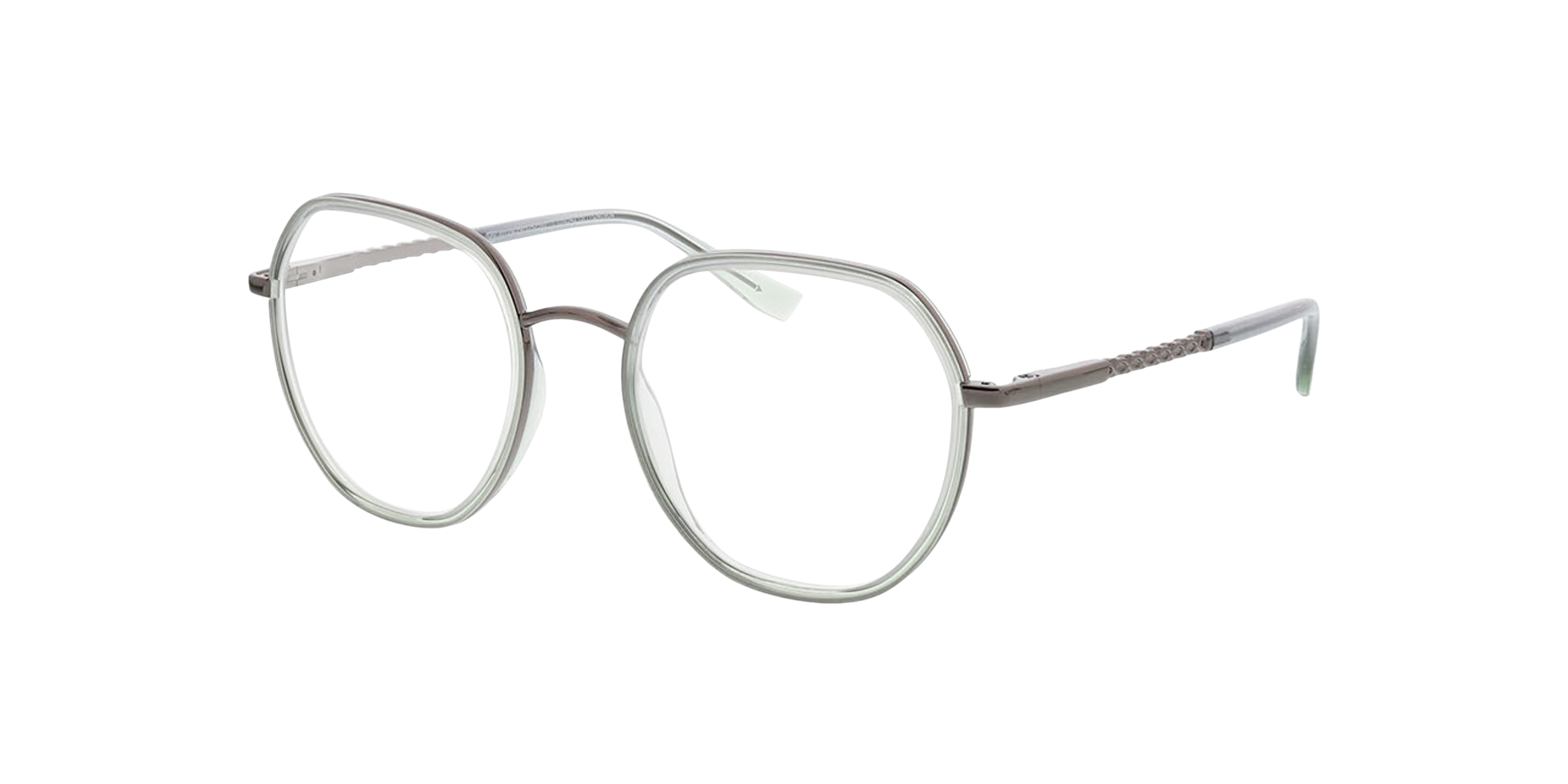 Ellen Gradiënt groen  &  gunmetal MetaalEyeglass Frames van B24, Hoekweergave