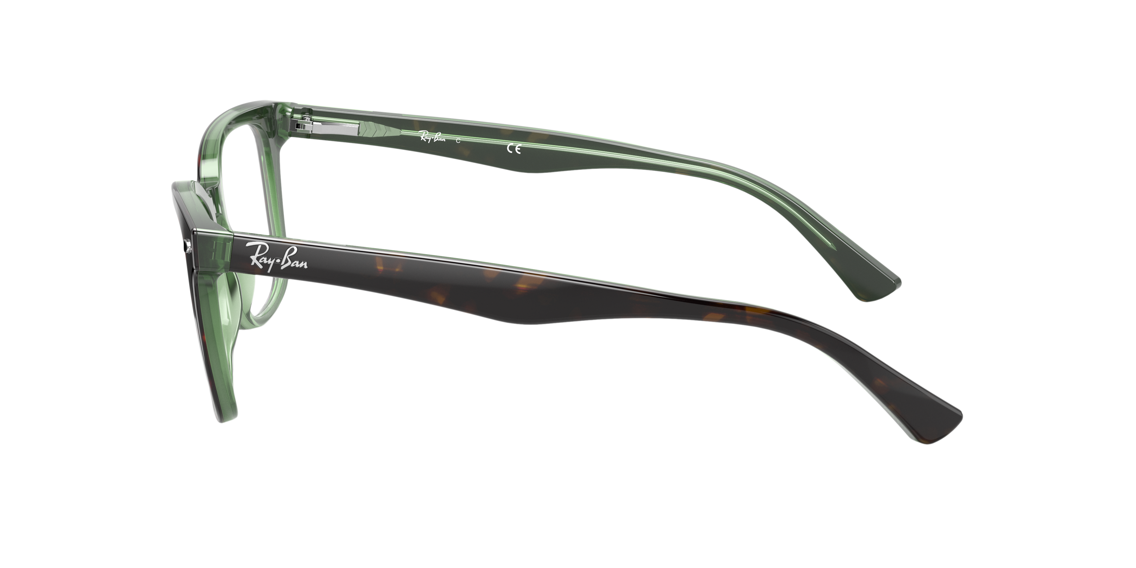 RB5285 Havana auf Grün AcetatEyeglass Frames von B24, Seitenansicht