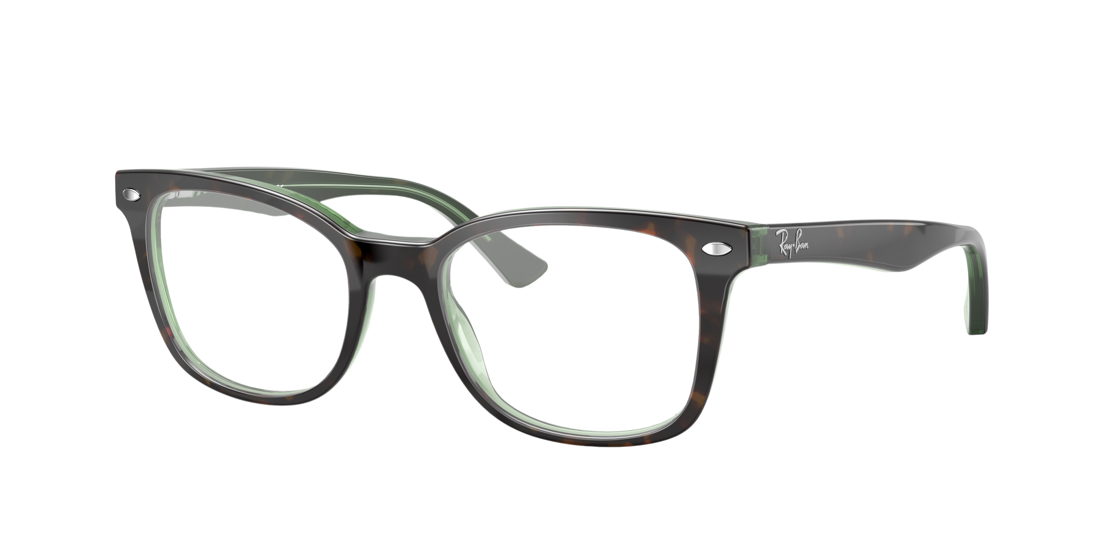 RB5285 Havana auf Grün AcetatEyeglass Frames von B24, Dreiviertelansicht