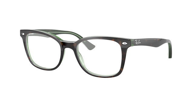 RB5285 Havana op groen AcetaatEyeglass Frames van B24, Hoekweergave