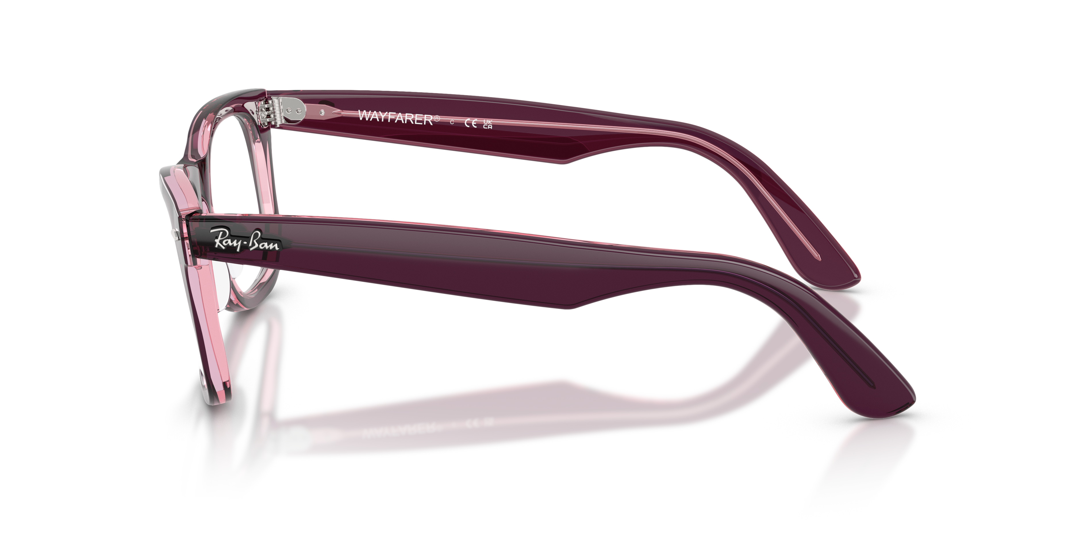 RB4340V Violet On Transparent Pink KunststofEyeglass Frames van B24, Zijaanzicht