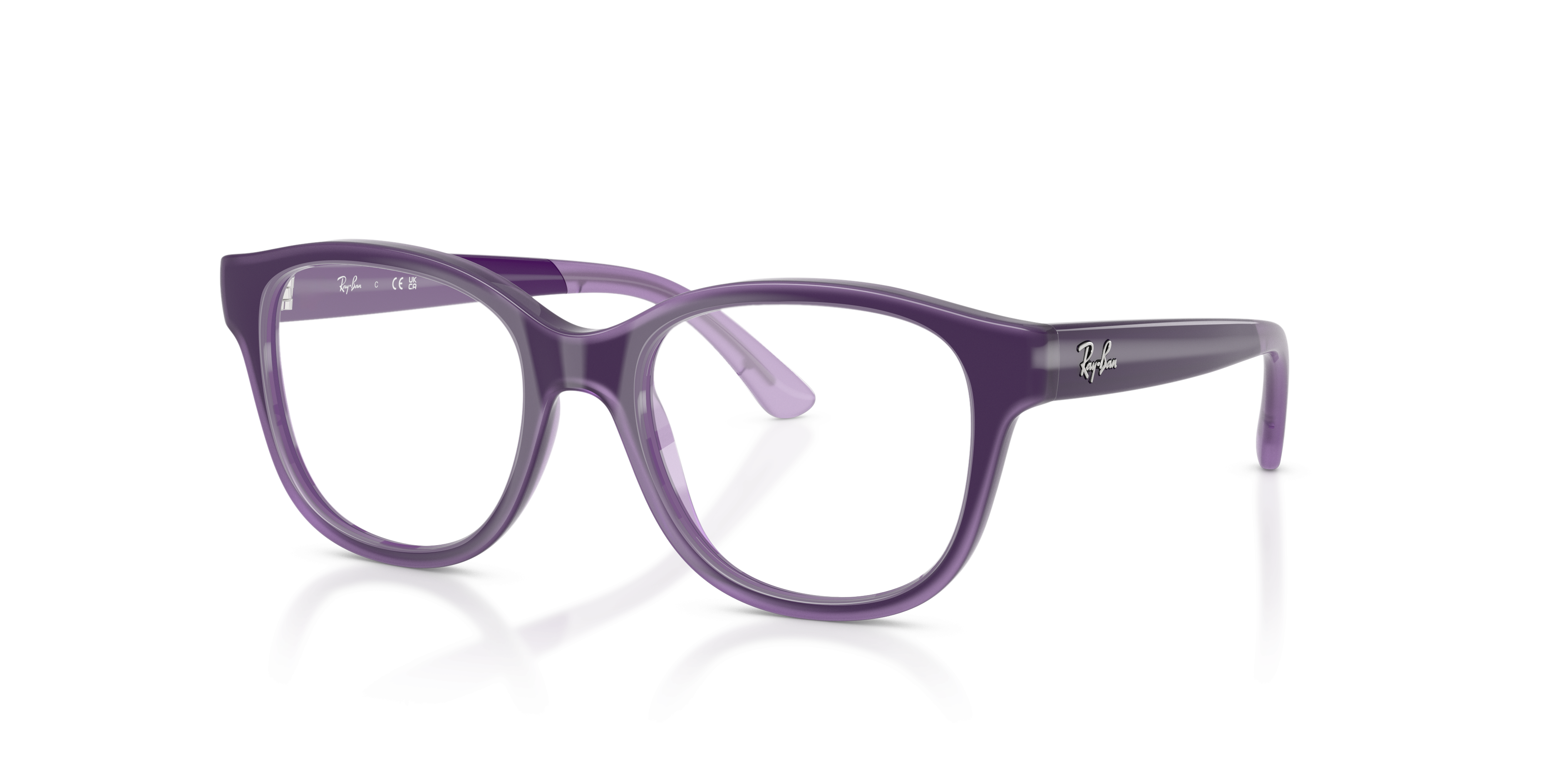 RB1950 Violet On Transparent Violet KunststofEyeglass Frames van B24, Hoekweergave