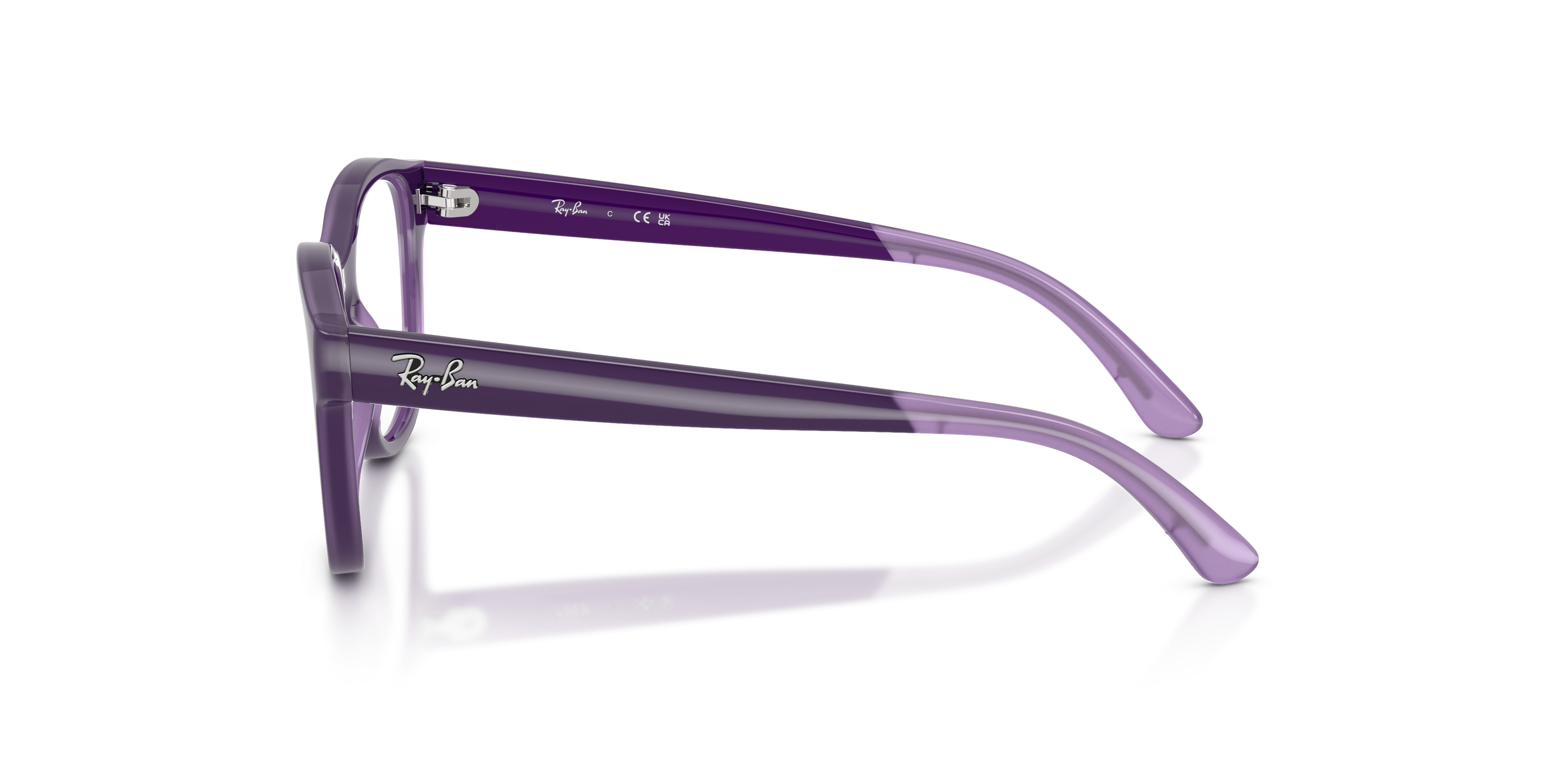 RB1950 Violet On Transparent Violet KunststofEyeglass Frames van B24, Zijaanzicht