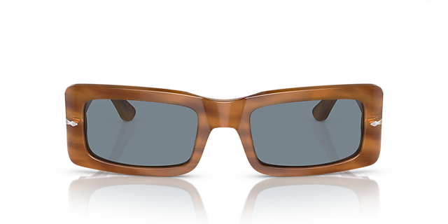 PO3332S Bruin Gestreept AcetaatSunglass Frames van B24, Vooraanzicht