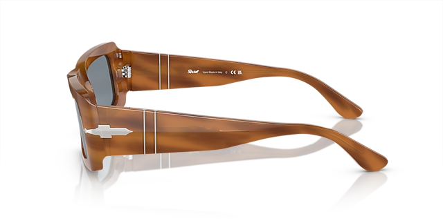 PO3332S Bruin Gestreept AcetaatSunglass Frames van B24, Zijaanzicht