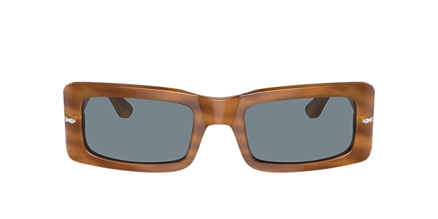 PO3332S Bruin Gestreept AcetaatSunglass Frames van B24, met getinte lenzen