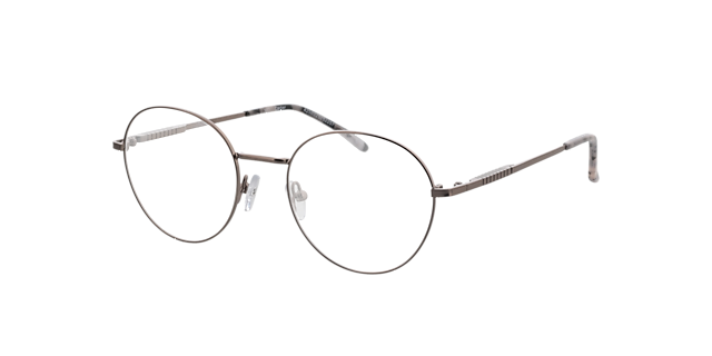 Carter Satin Gun  &  Grey Havana MetallEyeglass Frames von B24, Dreiviertelansicht