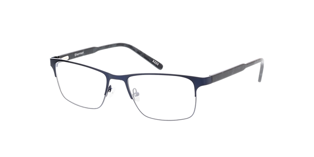 Sherman Blauw & gevlekt grijs MetaalEyeglass Frames van B24, Hoekweergave