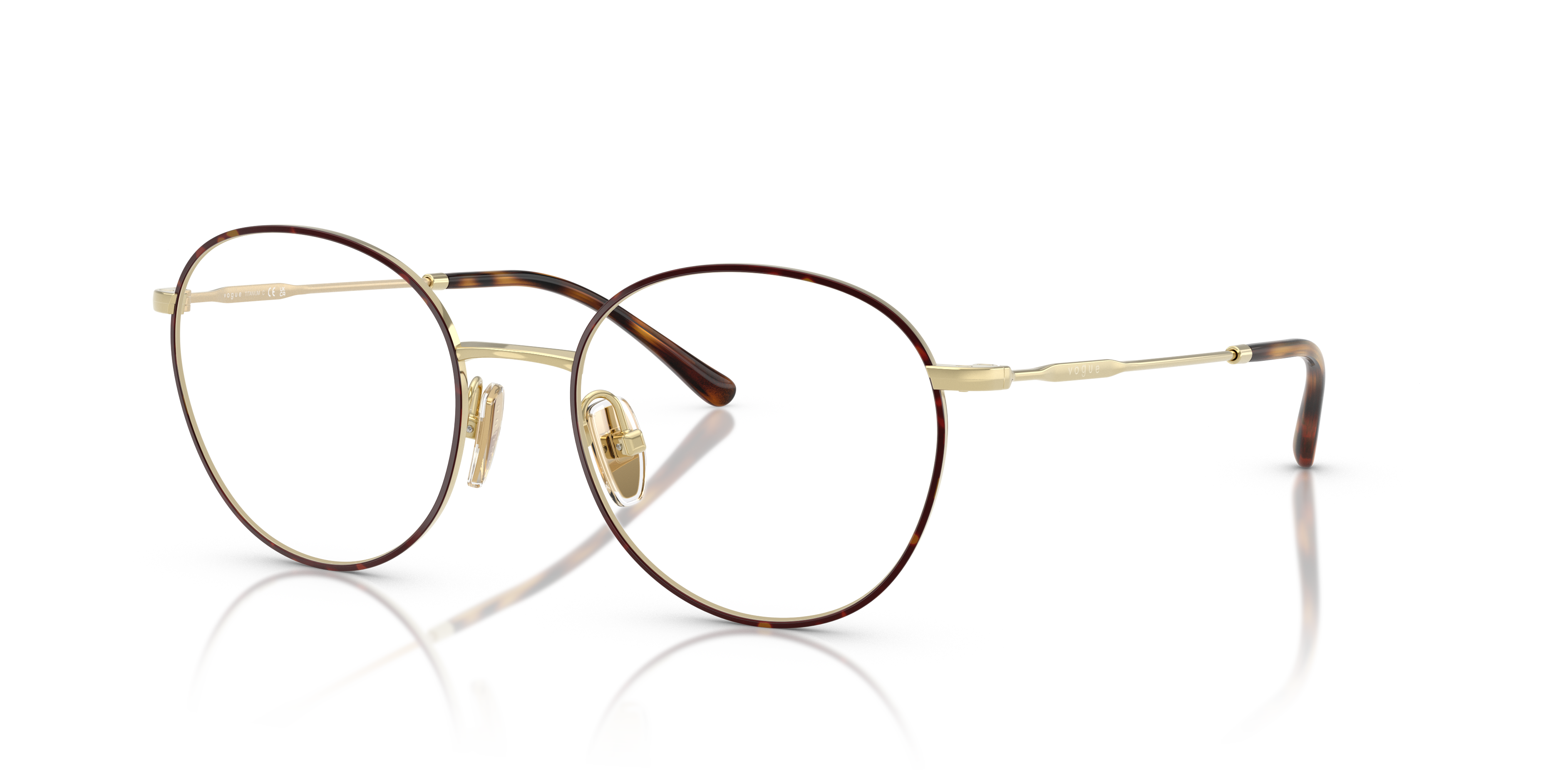 VO4280T Top Havana & Light Gold TitanEyeglass Frames von B24, Dreiviertelansicht