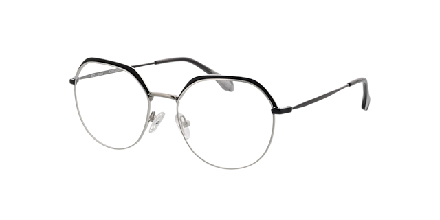Ibiza Matzilver & zwart MetaalEyeglass Frames van B24, Hoekweergave