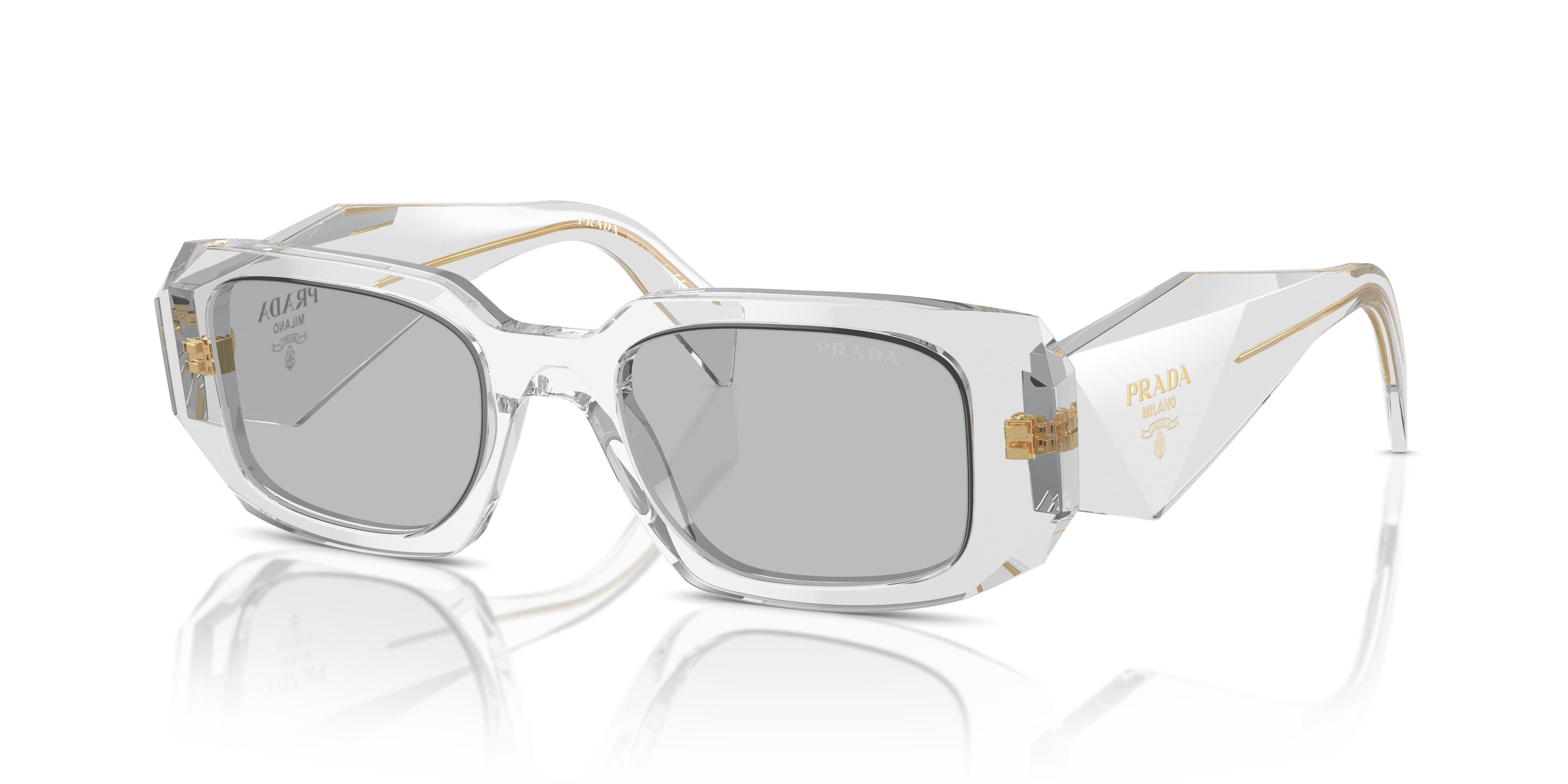 PR 17WS Grau transparent AcetatSunglass Frames von B24, Dreiviertelansicht