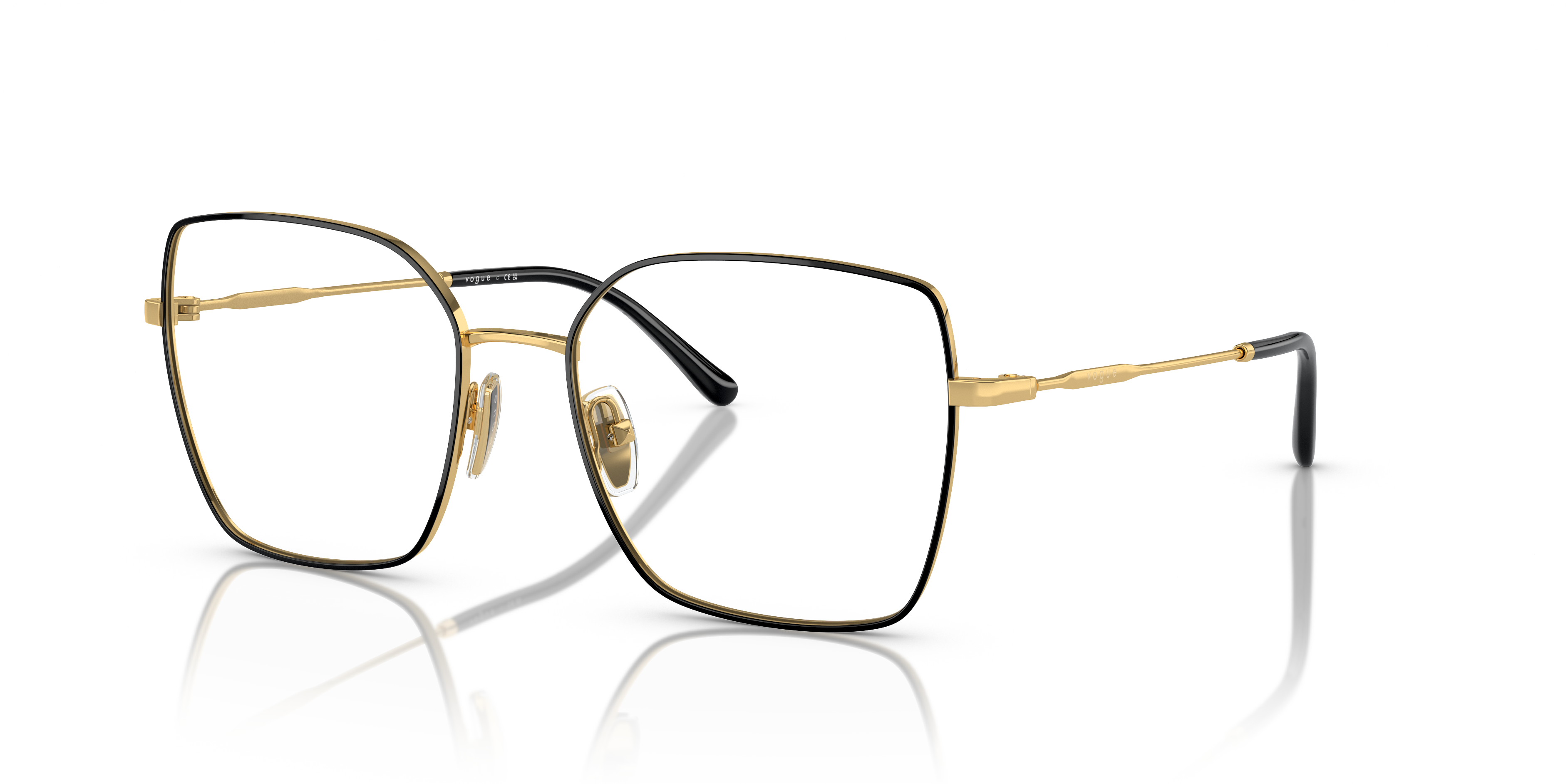 VO4274 Top zwart & goud MetaalEyeglass Frames van B24, Hoekweergave