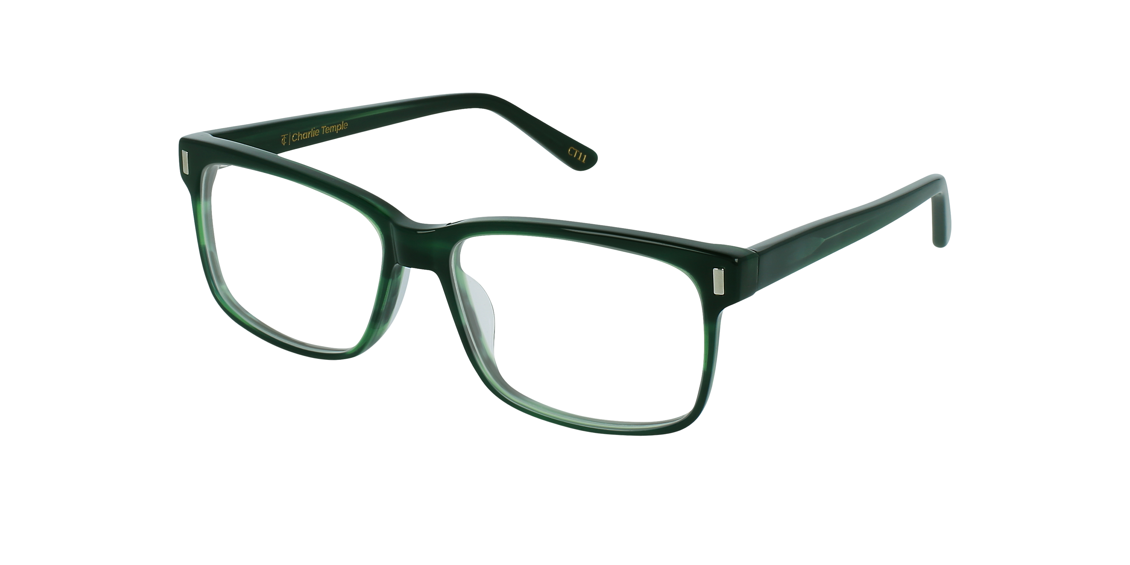 Calvin Hunting Green AcetaatEyeglass Frames van B24, Hoekweergave