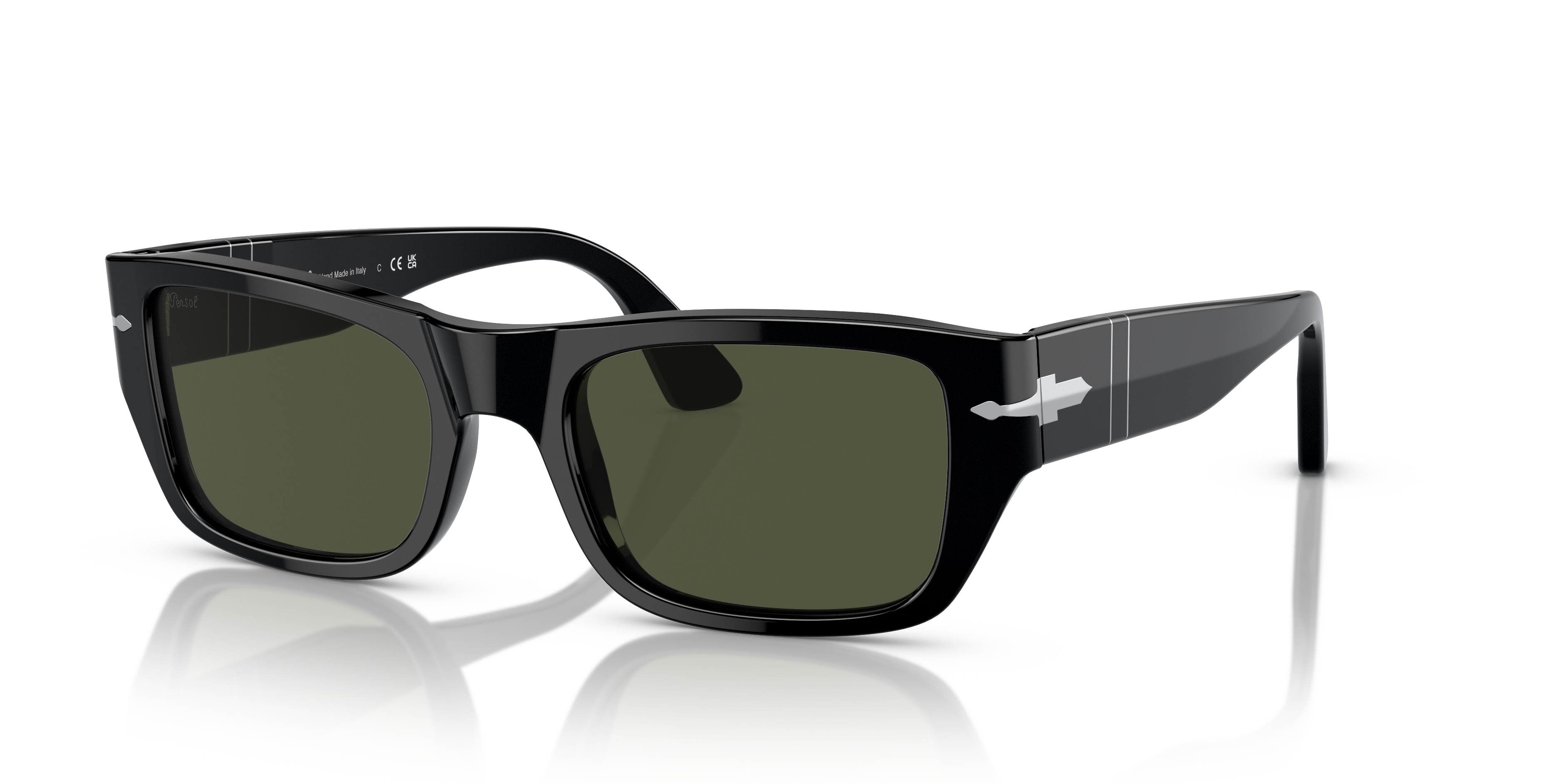 PO3268S Zwart AcetaatSunglass Frames van B24, Hoekweergave