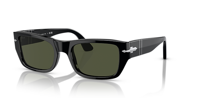 PO3268S Zwart AcetaatSunglass Frames van B24, Hoekweergave