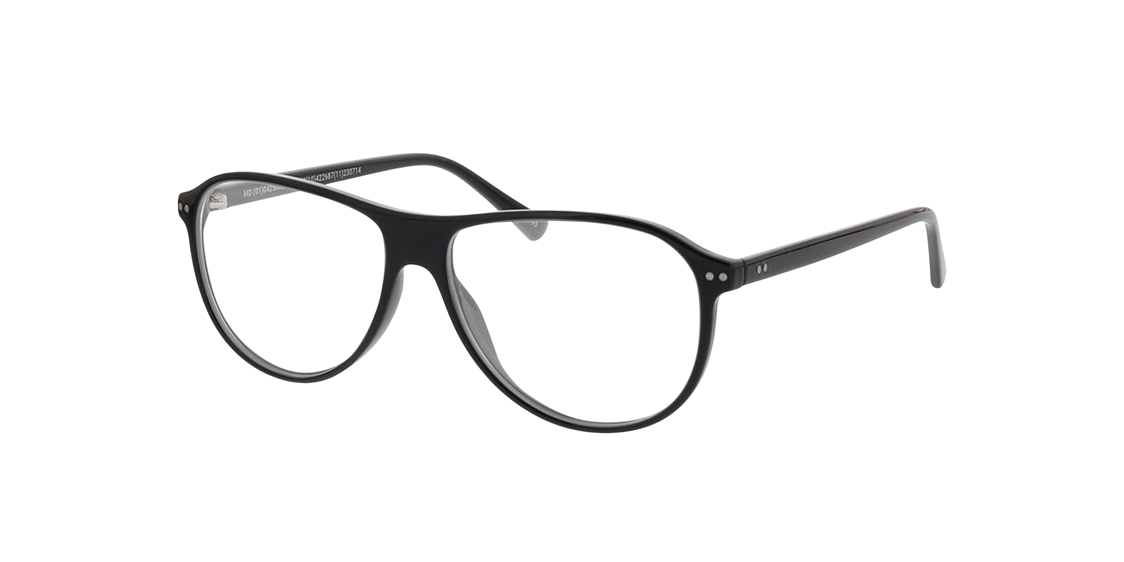 Dallas Zwart KunststofEyeglass Frames van B24, Hoekweergave