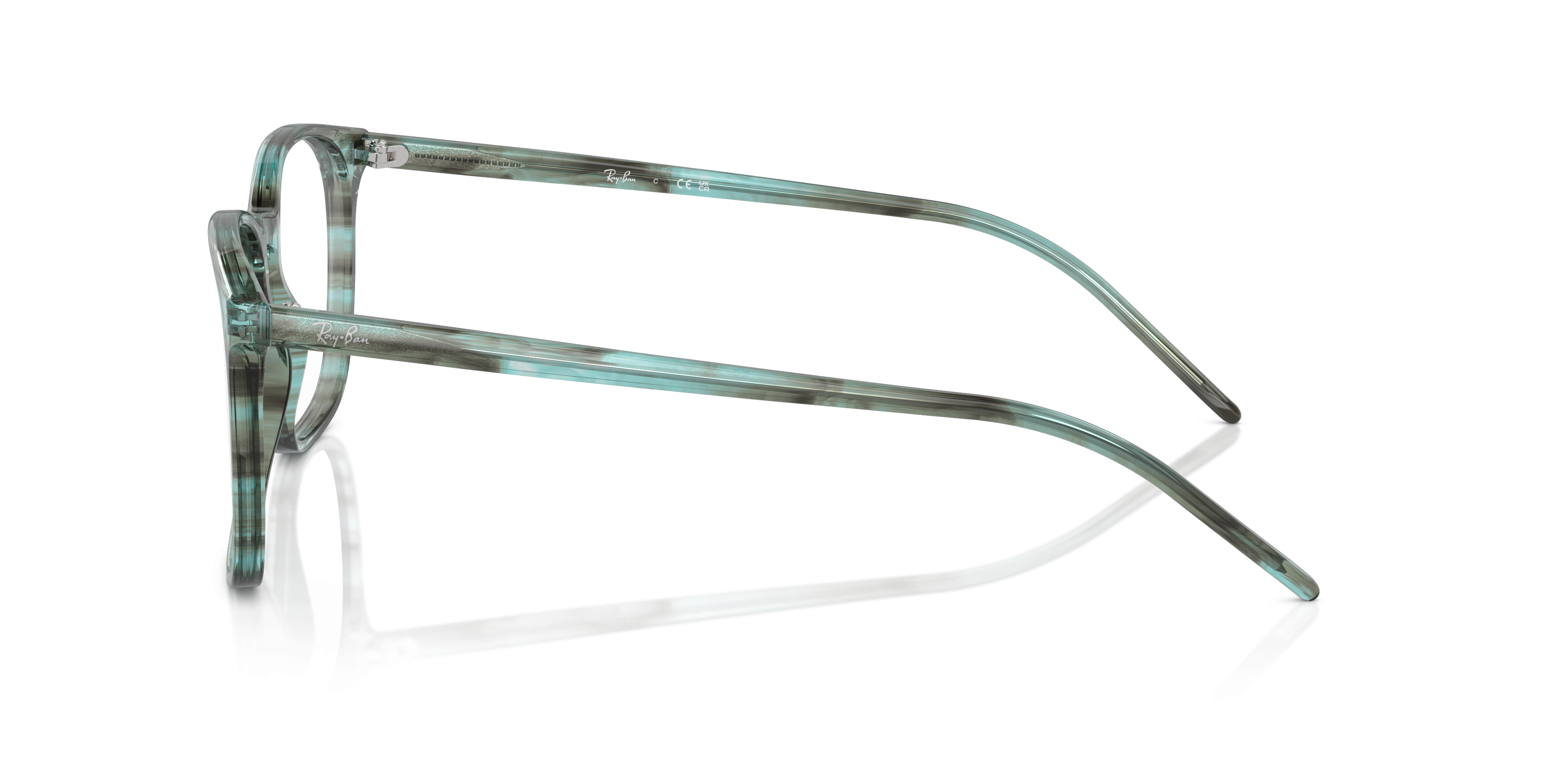 RB5387 Striped Green AcetatEyeglass Frames von B24, Seitenansicht