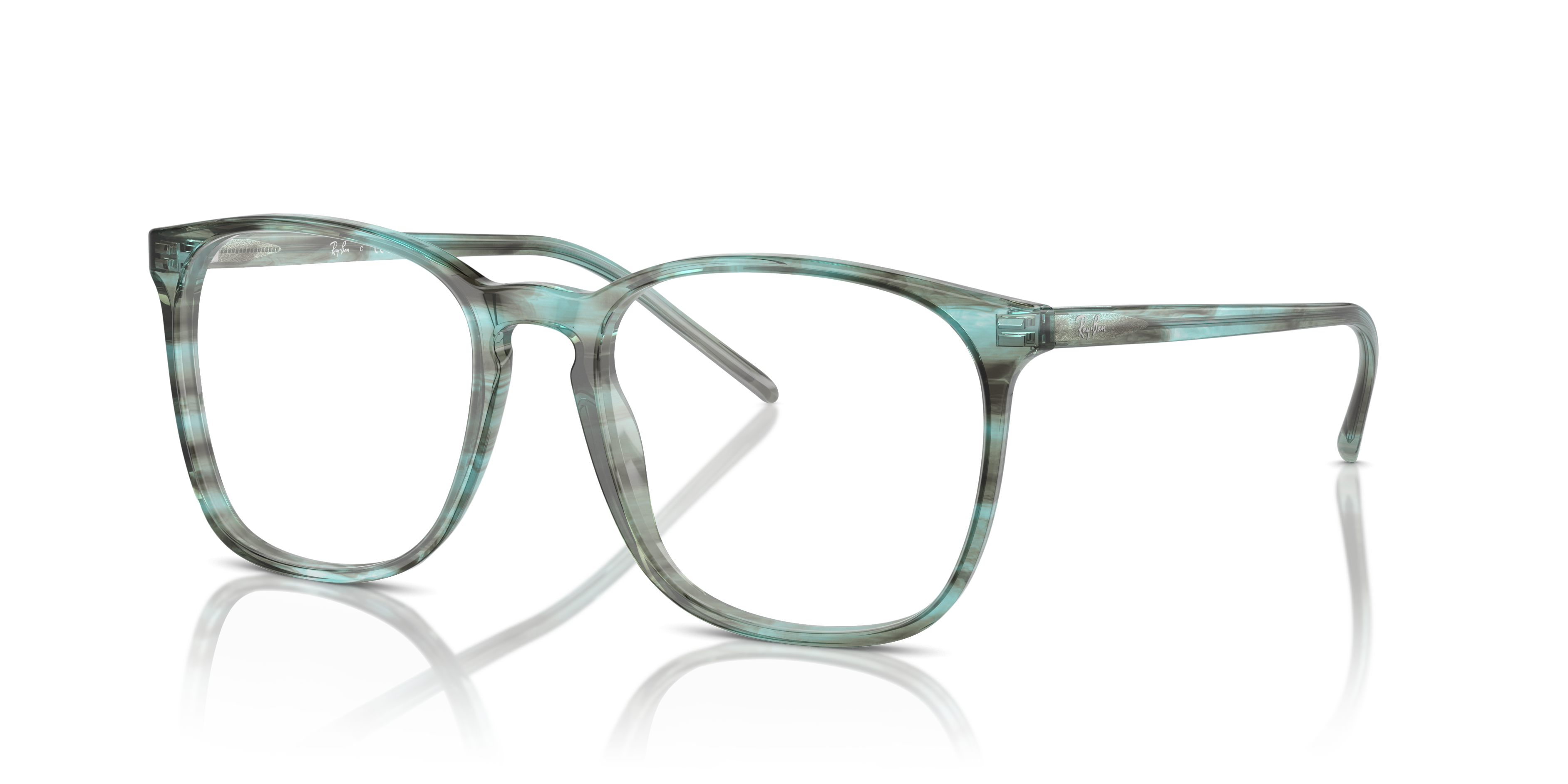 RB5387 Striped Green AcetatEyeglass Frames von B24, Dreiviertelansicht