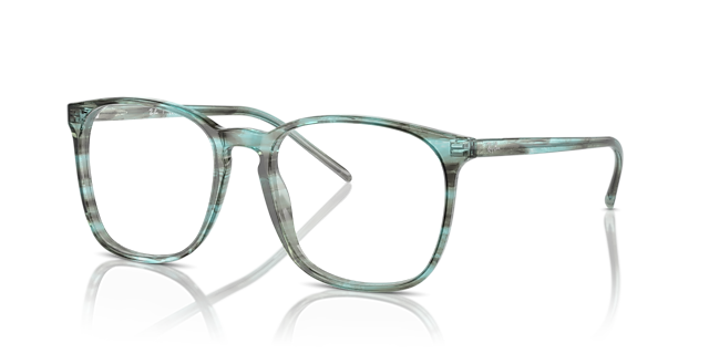 RB5387 Striped Green AcetatEyeglass Frames von B24, Dreiviertelansicht