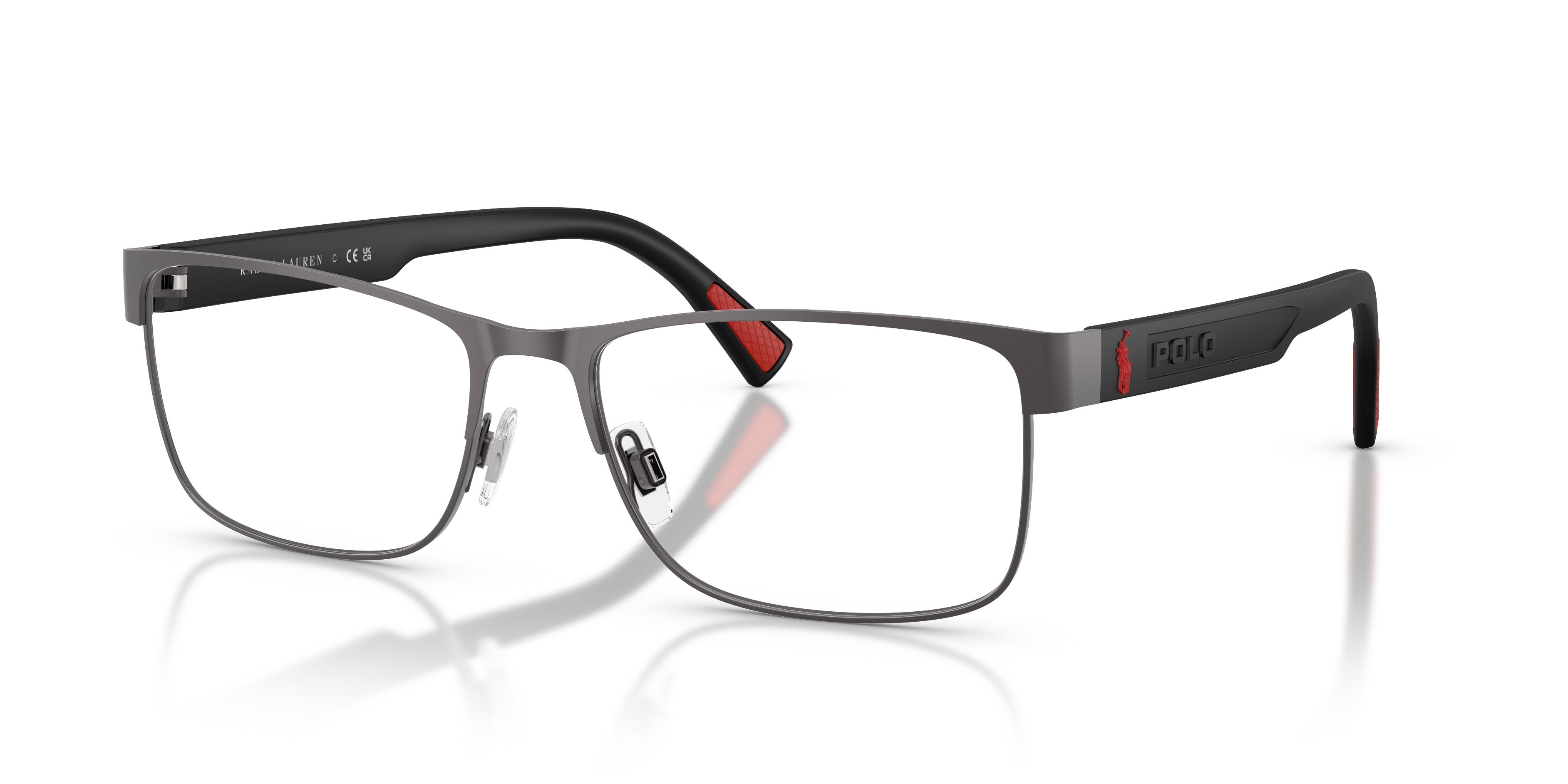 PH1244 Halfglanzend donker staalgrijs MetaalEyeglass Frames van B24, Hoekweergave