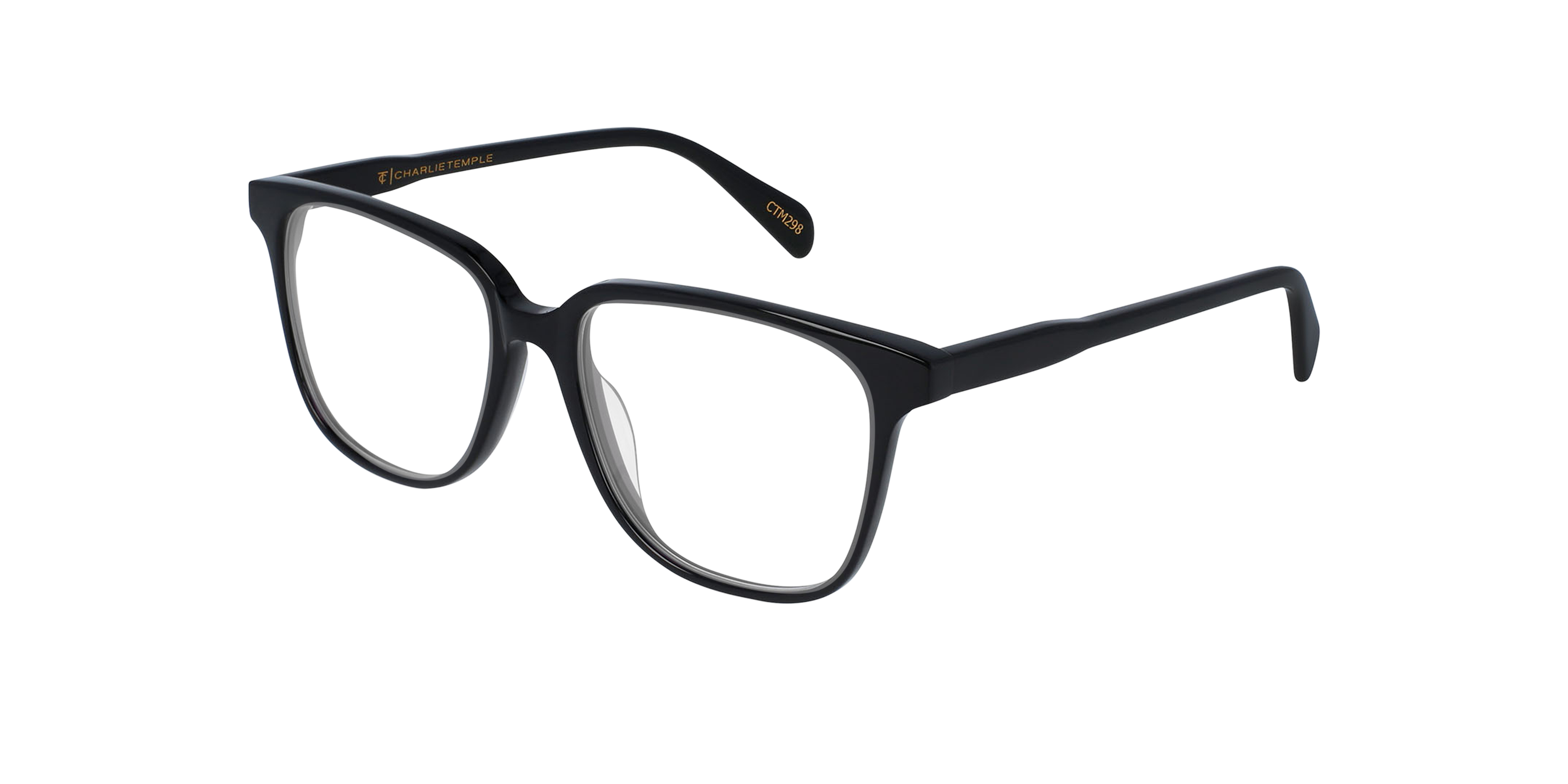 Paxton Zwart AcetaatEyeglass Frames van B24, Hoekweergave