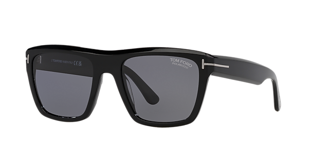 Alberto Zwart glanzend AcetaatSunglass Frames van B24, Hoekweergave