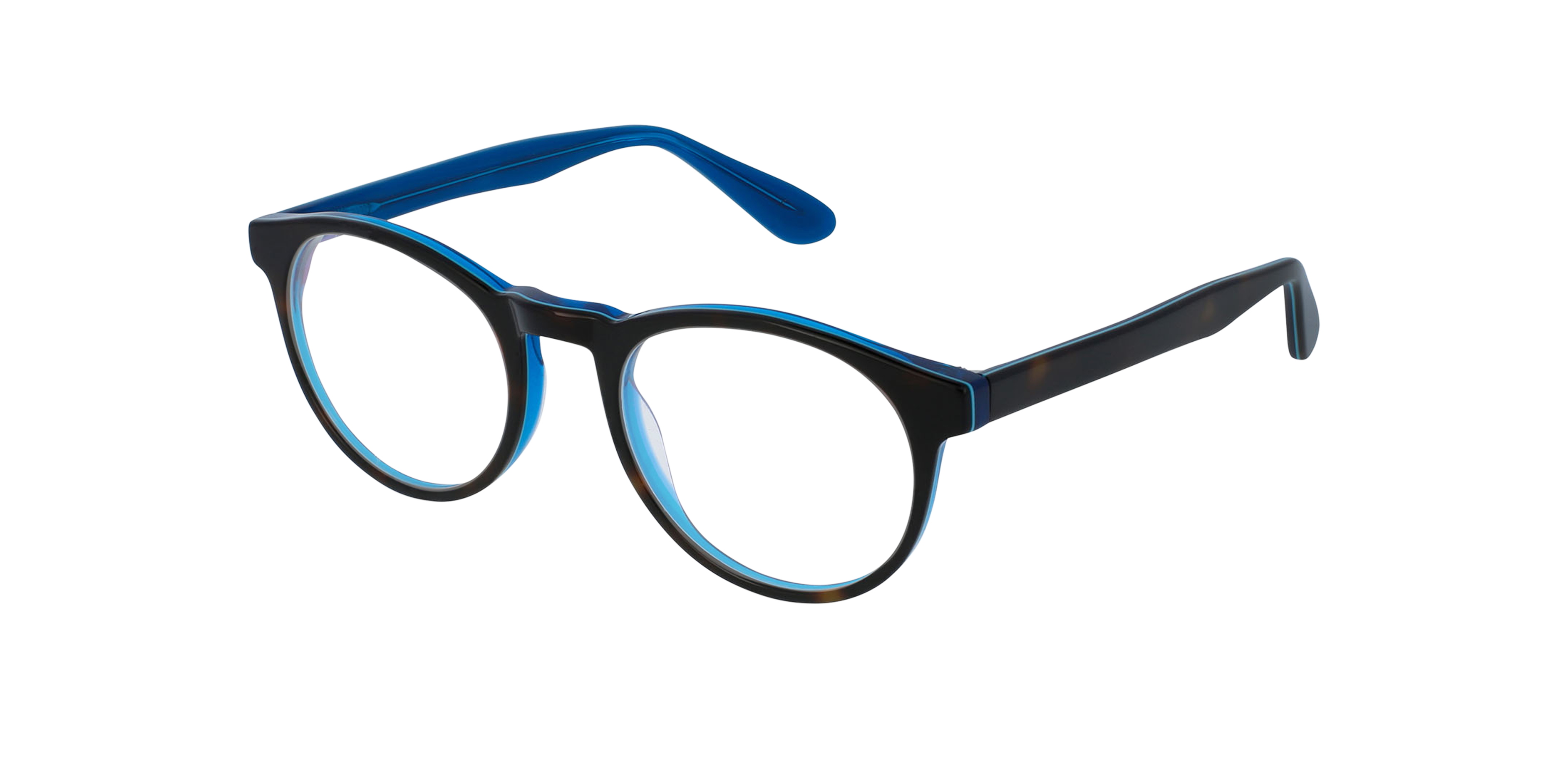 Parker CT Tortoise & Blue De France AcetatEyeglass Frames von B24, Dreiviertelansicht