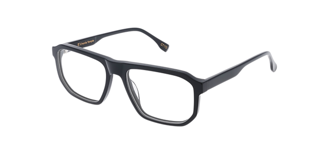 Mick Jet Black AcetatEyeglass Frames von B24, Dreiviertelansicht