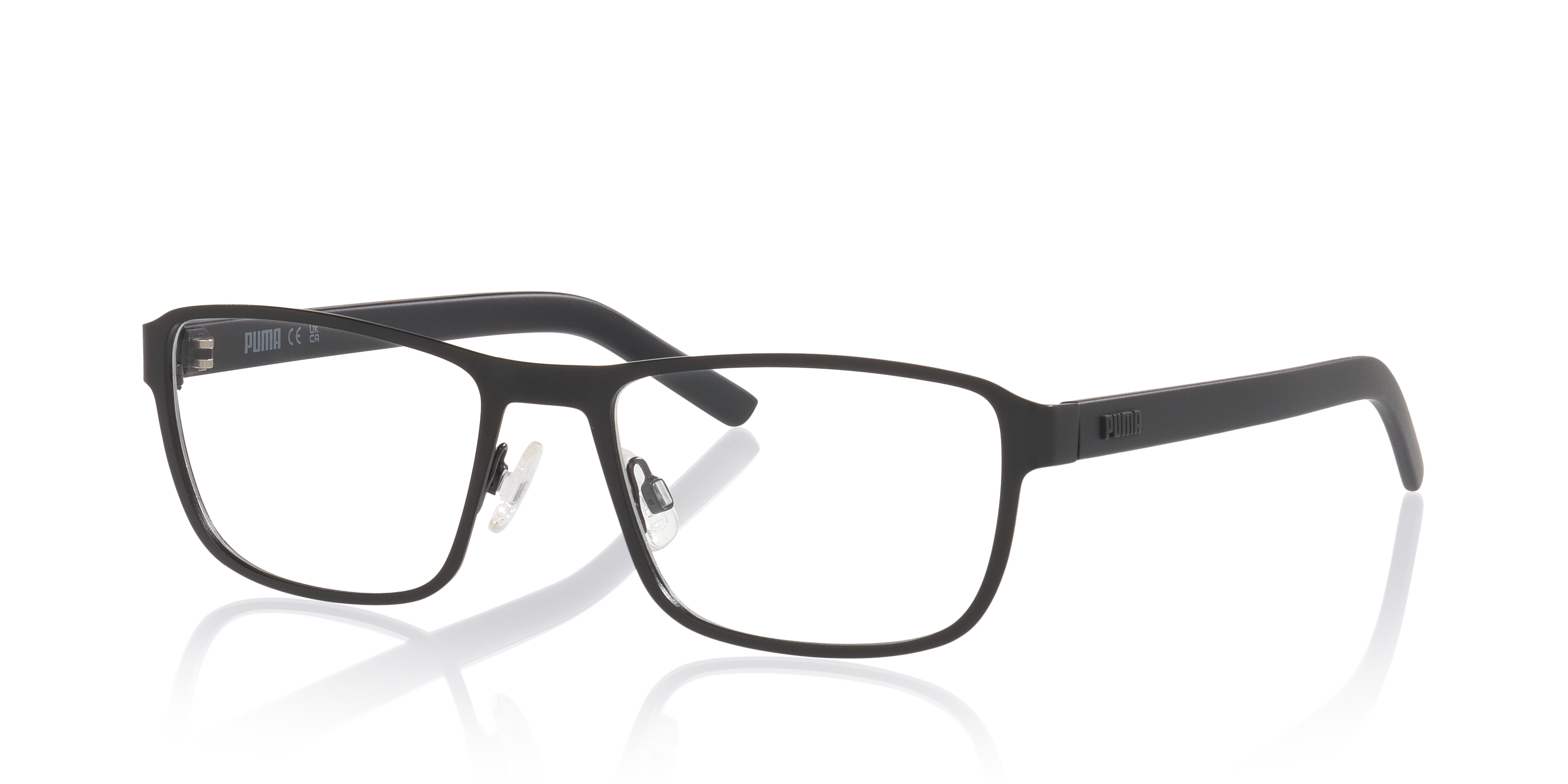 PU0498O Zwart MetaalEyeglass Frames van B24, Hoekweergave