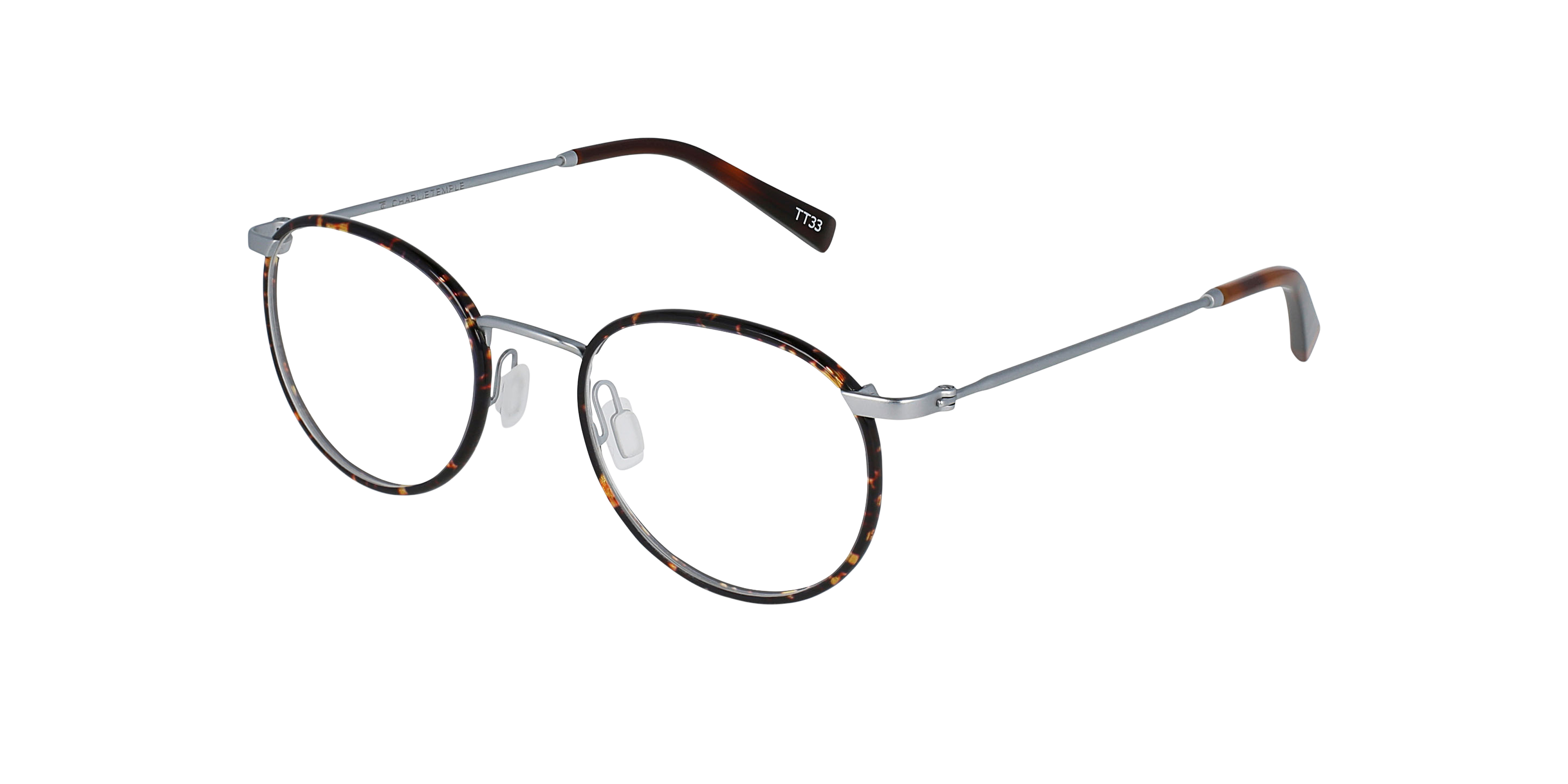 Duke Brushed Jet Silver Titanium TitanEyeglass Frames von B24, Dreiviertelansicht