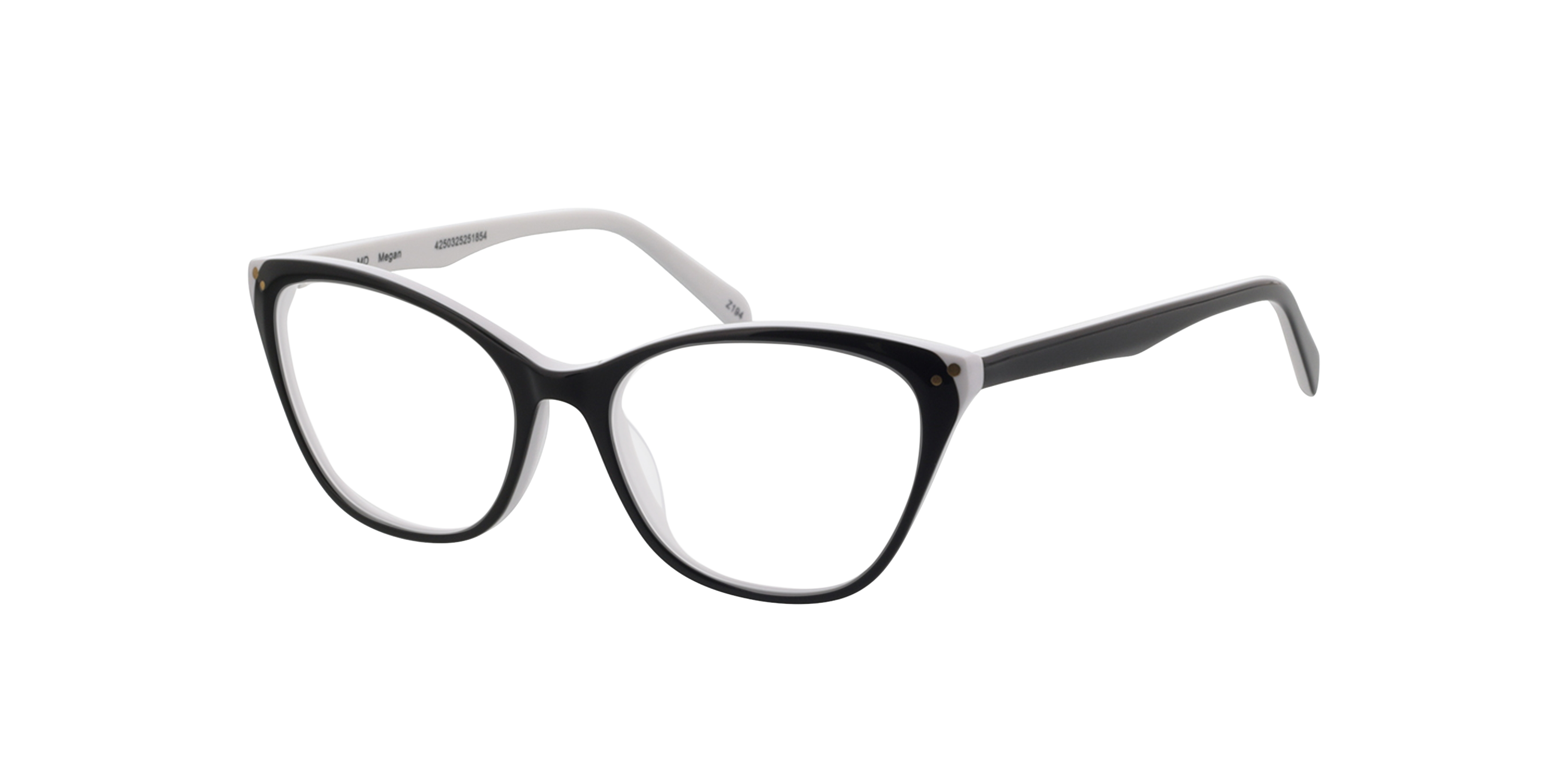 Megan Tweelaags zwart  &  wit AcetaatEyeglass Frames van B24, Hoekweergave