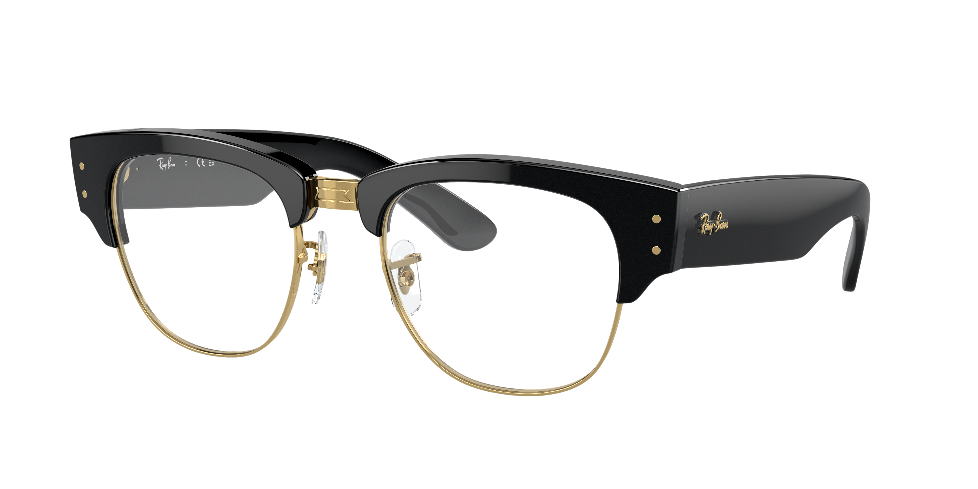 RB0316V Zwart op goud KunststofEyeglass Frames van B24, Hoekweergave