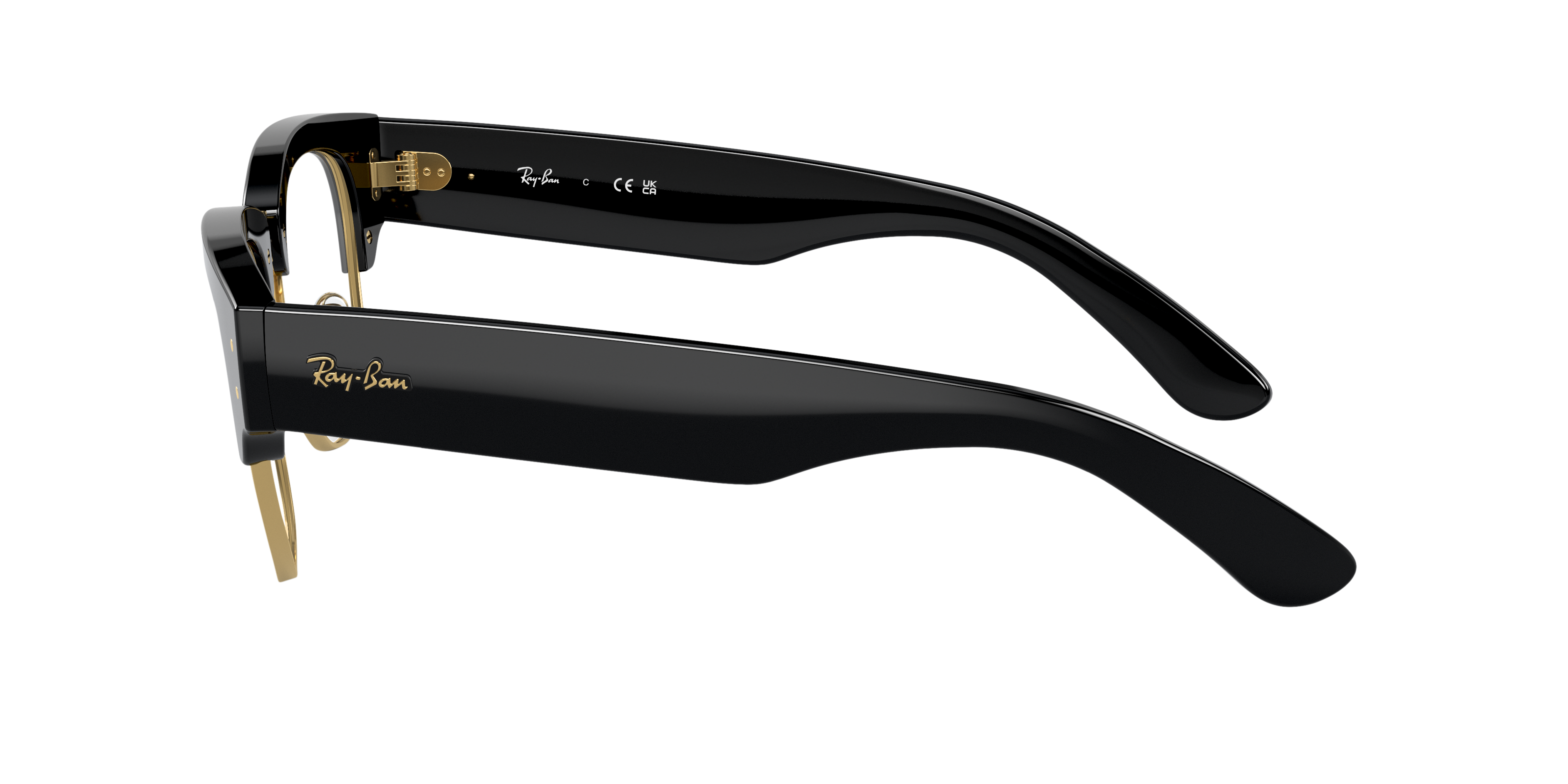 RB0316V Zwart op goud KunststofEyeglass Frames van B24, Zijaanzicht