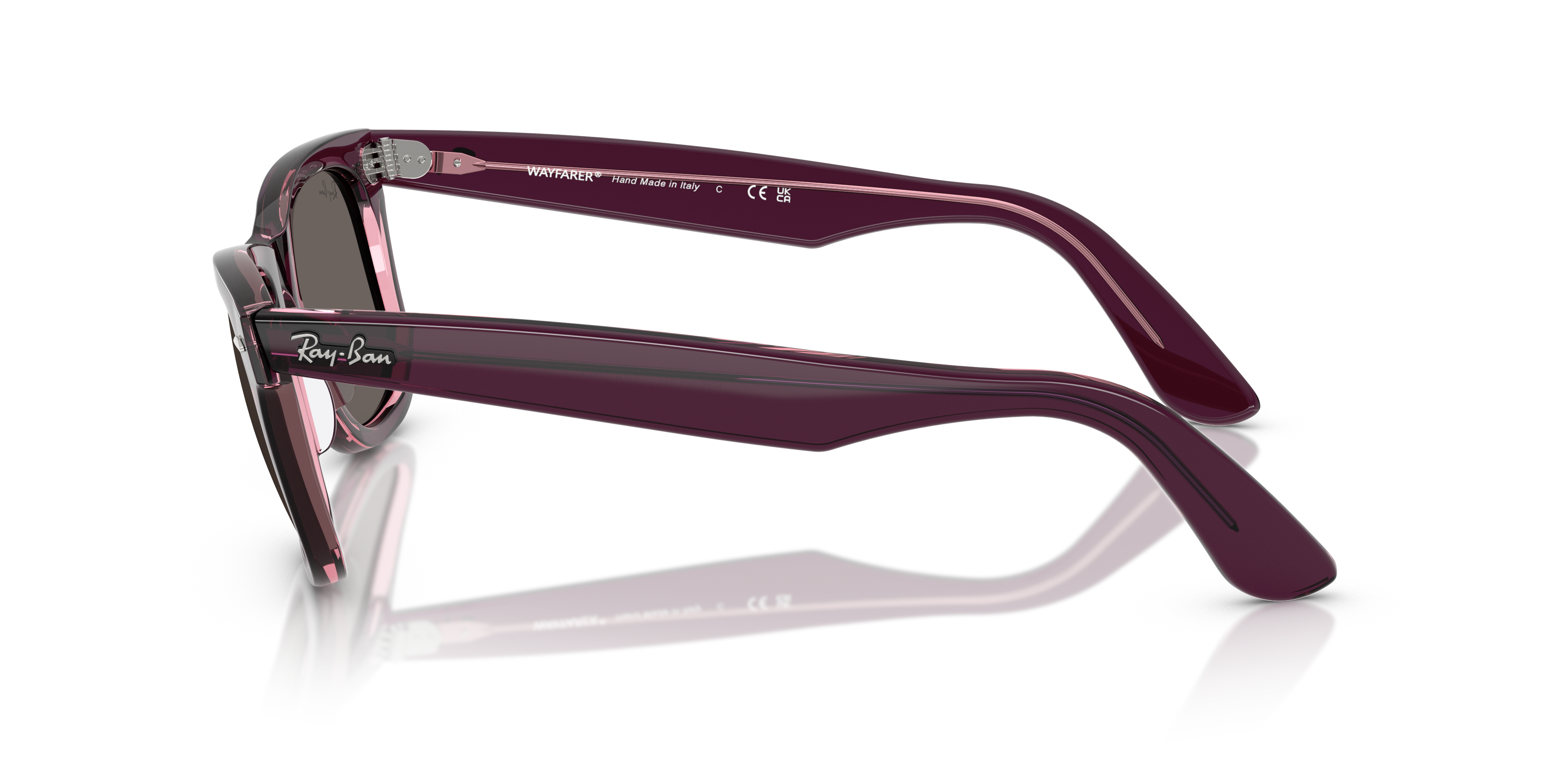 RB2140 Violet On Transparent Pink AcetaatSunglass Frames van B24, Zijaanzicht