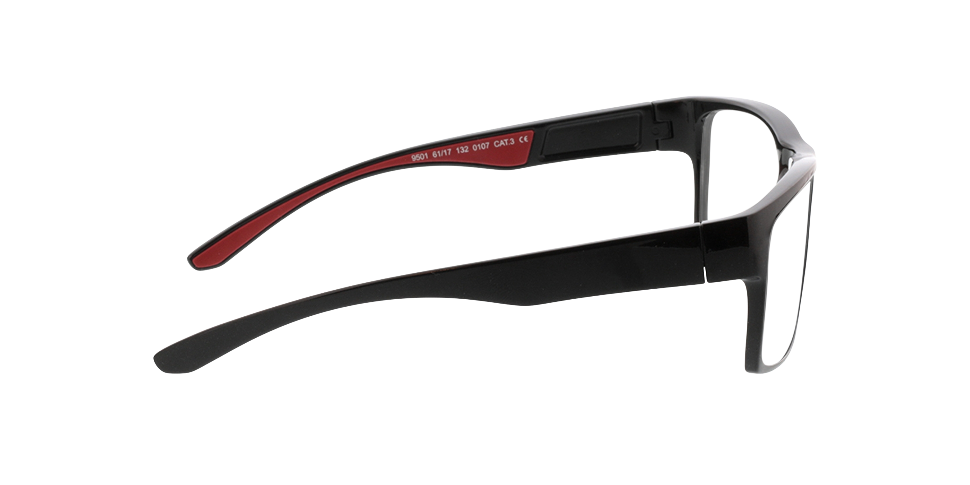 Blaze Zwart & rood KunststofEyeglass Frames van B24, Zijaanzicht