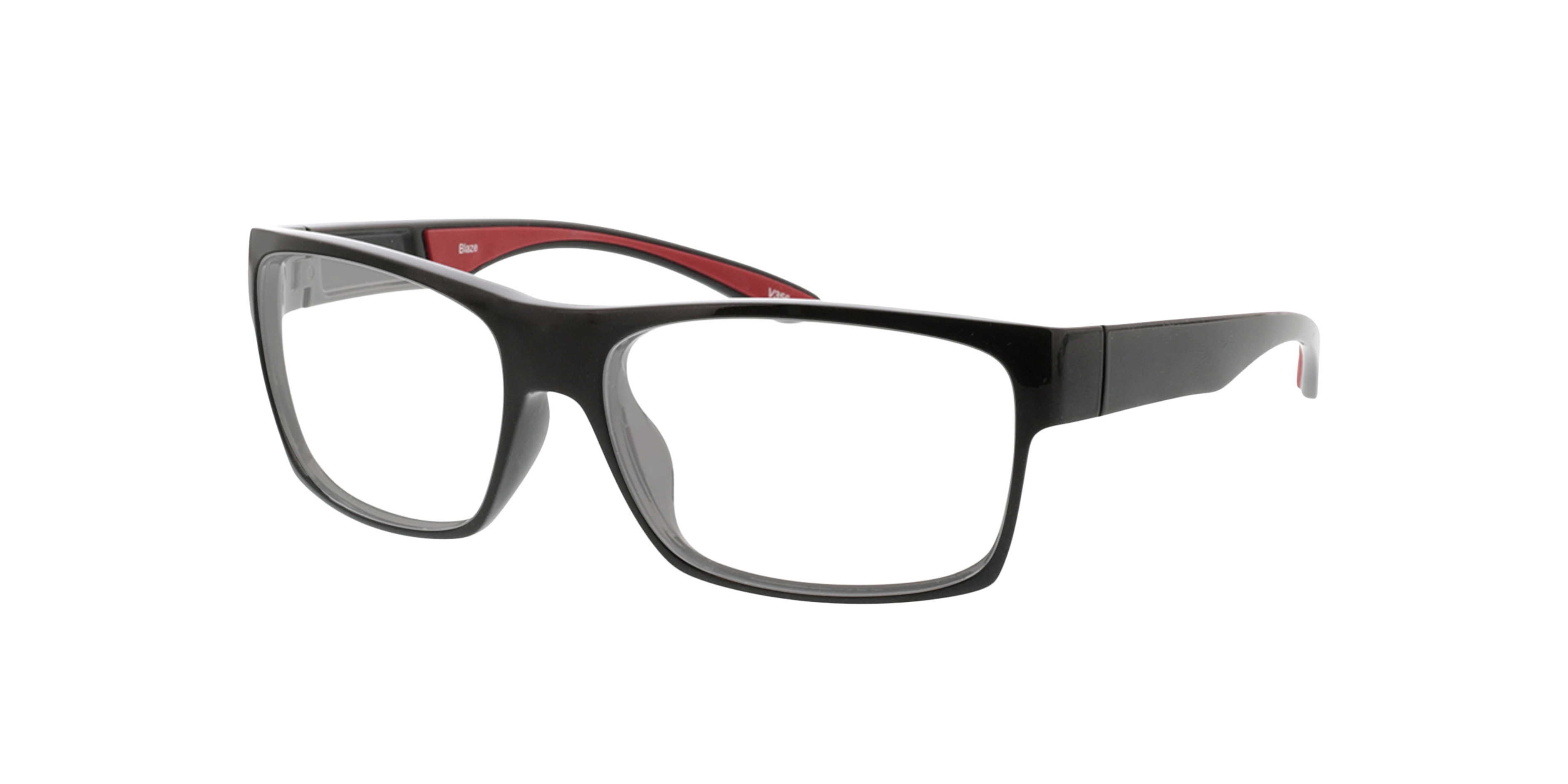 Blaze Zwart & rood KunststofEyeglass Frames van B24, Hoekweergave