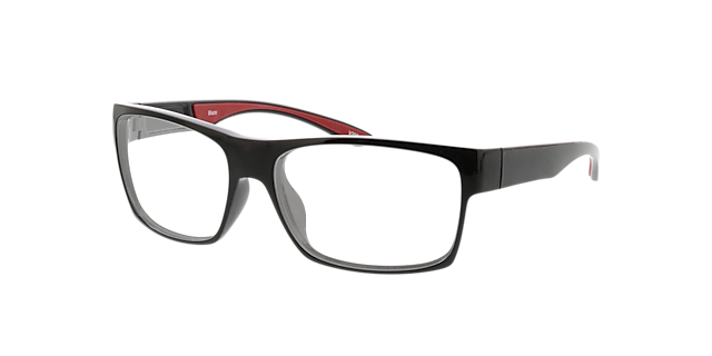 Blaze Schwarz & Rot KunststoffEyeglass Frames von B24, Dreiviertelansicht