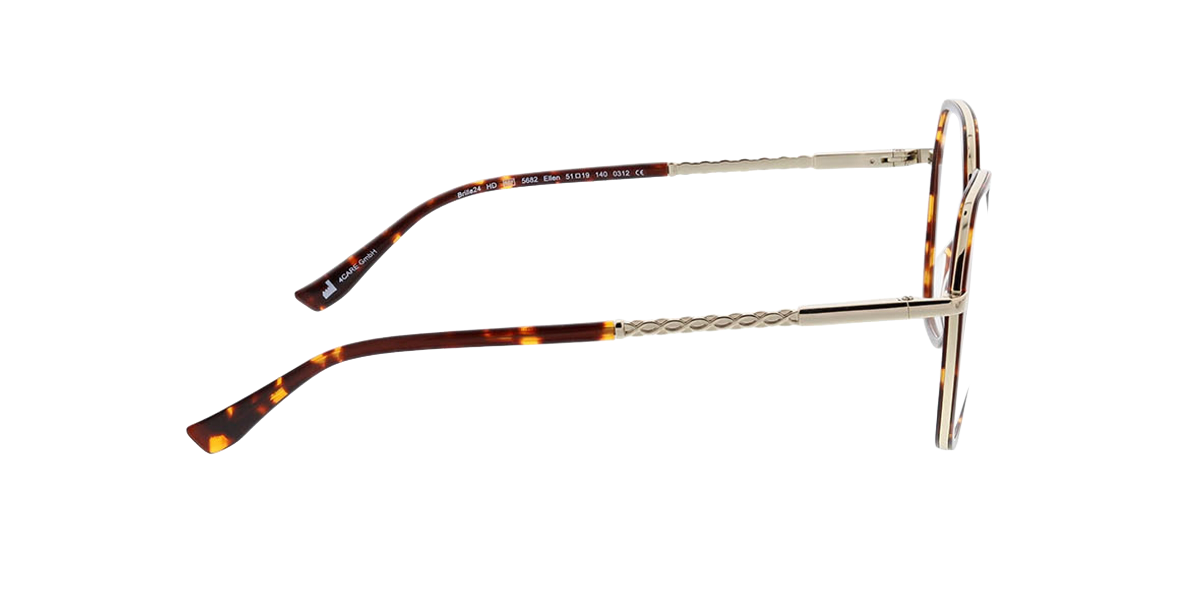 Ellen Havana  &  lichtgoud MetaalEyeglass Frames van B24, Zijaanzicht