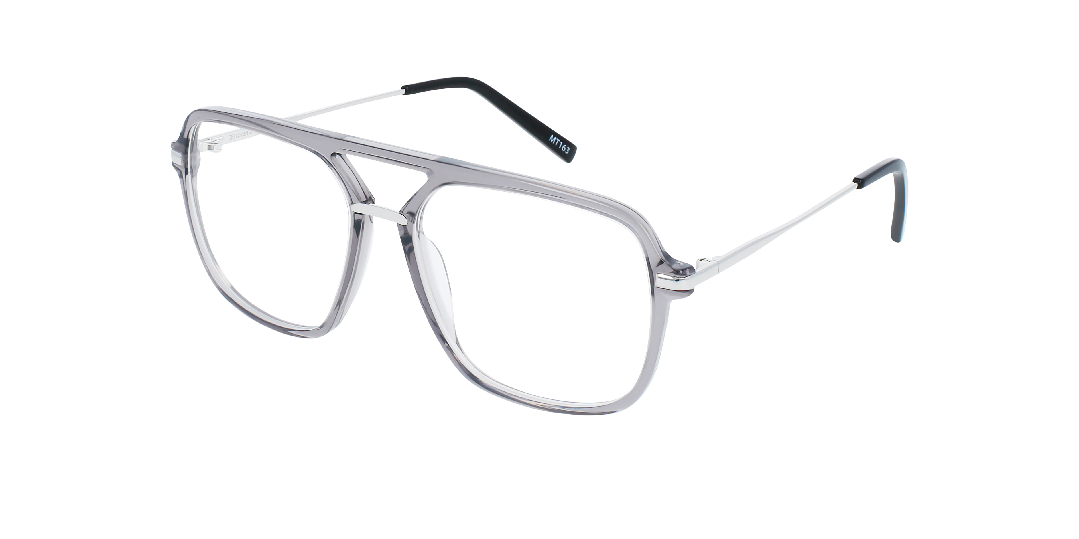 Freddy Dolphin Trail & Silver Metal AcetaatEyeglass Frames van B24, Hoekweergave