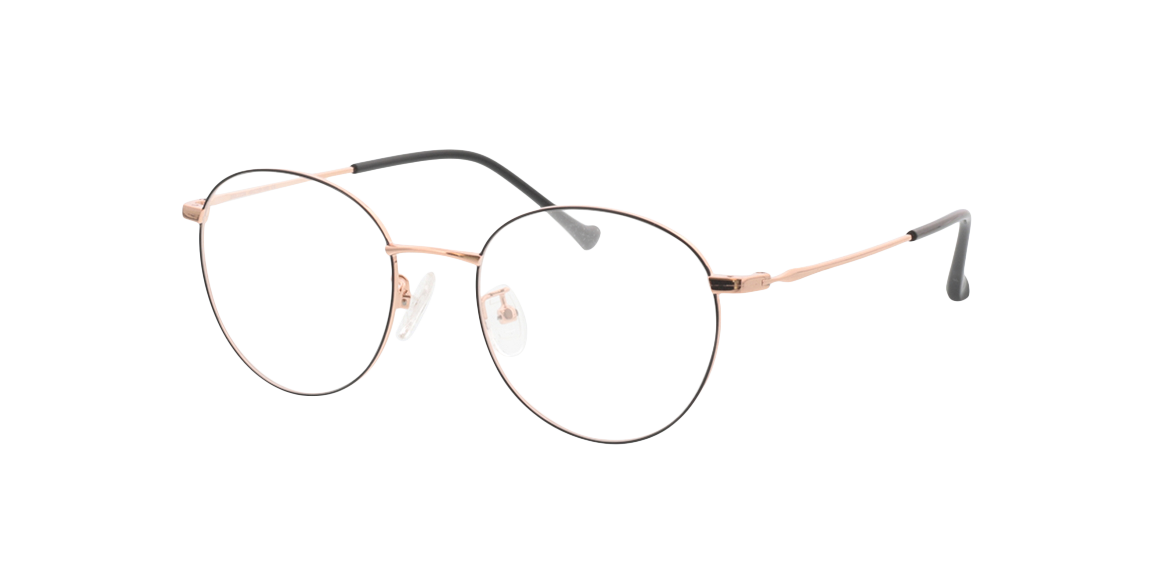 Charlottenburg Black  &  Pink Gold MetallEyeglass Frames von B24, Dreiviertelansicht