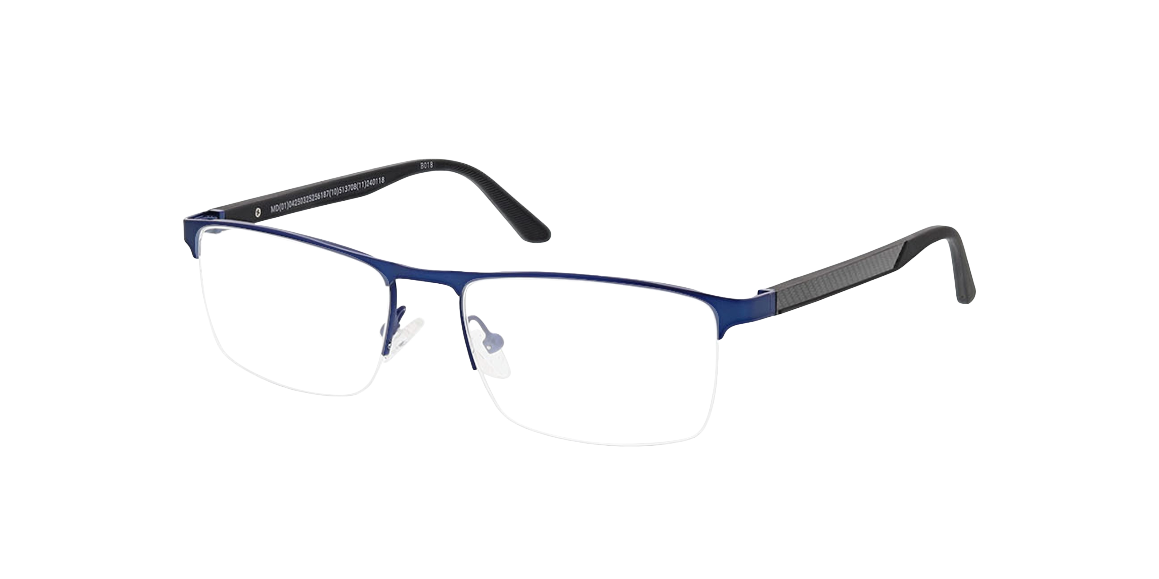 Boston Matt Dark Blue MetallEyeglass Frames von B24, Dreiviertelansicht