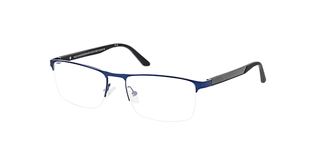 Boston Matt Dark Blue MetaalEyeglass Frames van B24, Hoekweergave