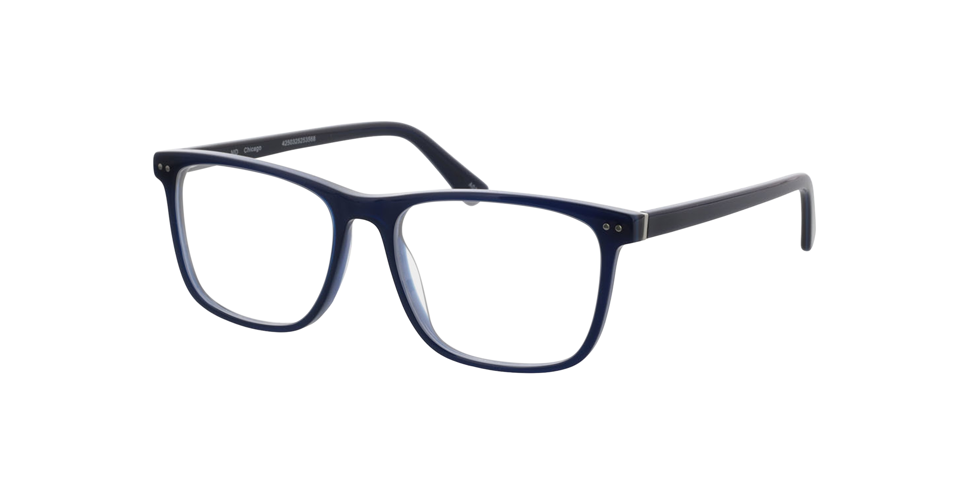 CHICAGO Trilayer Blue AcetaatEyeglass Frames van B24, Hoekweergave