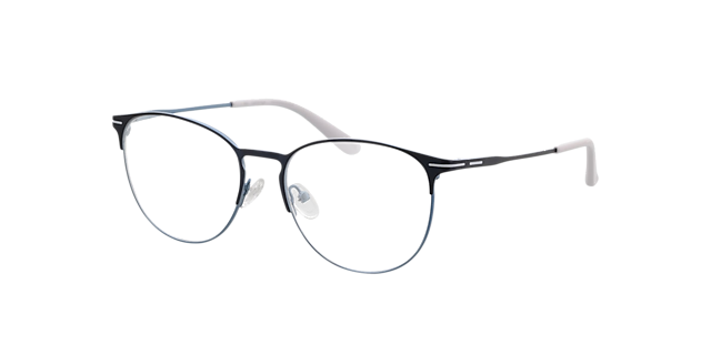 Cambridge Matt Blue & White MetallEyeglass Frames von B24, Dreiviertelansicht