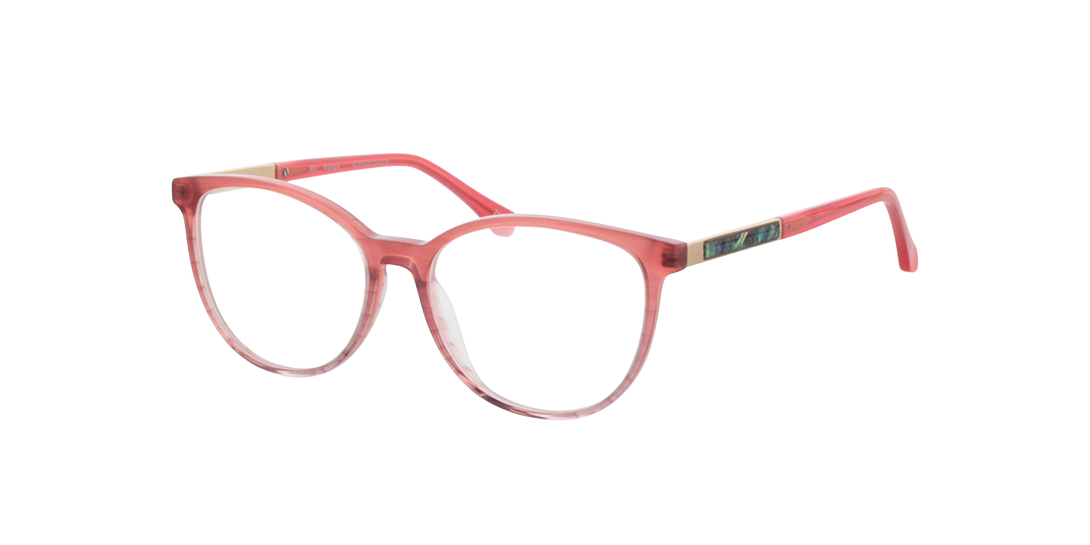 Malaga Gradient Pink Horn AcetatEyeglass Frames von B24, Dreiviertelansicht