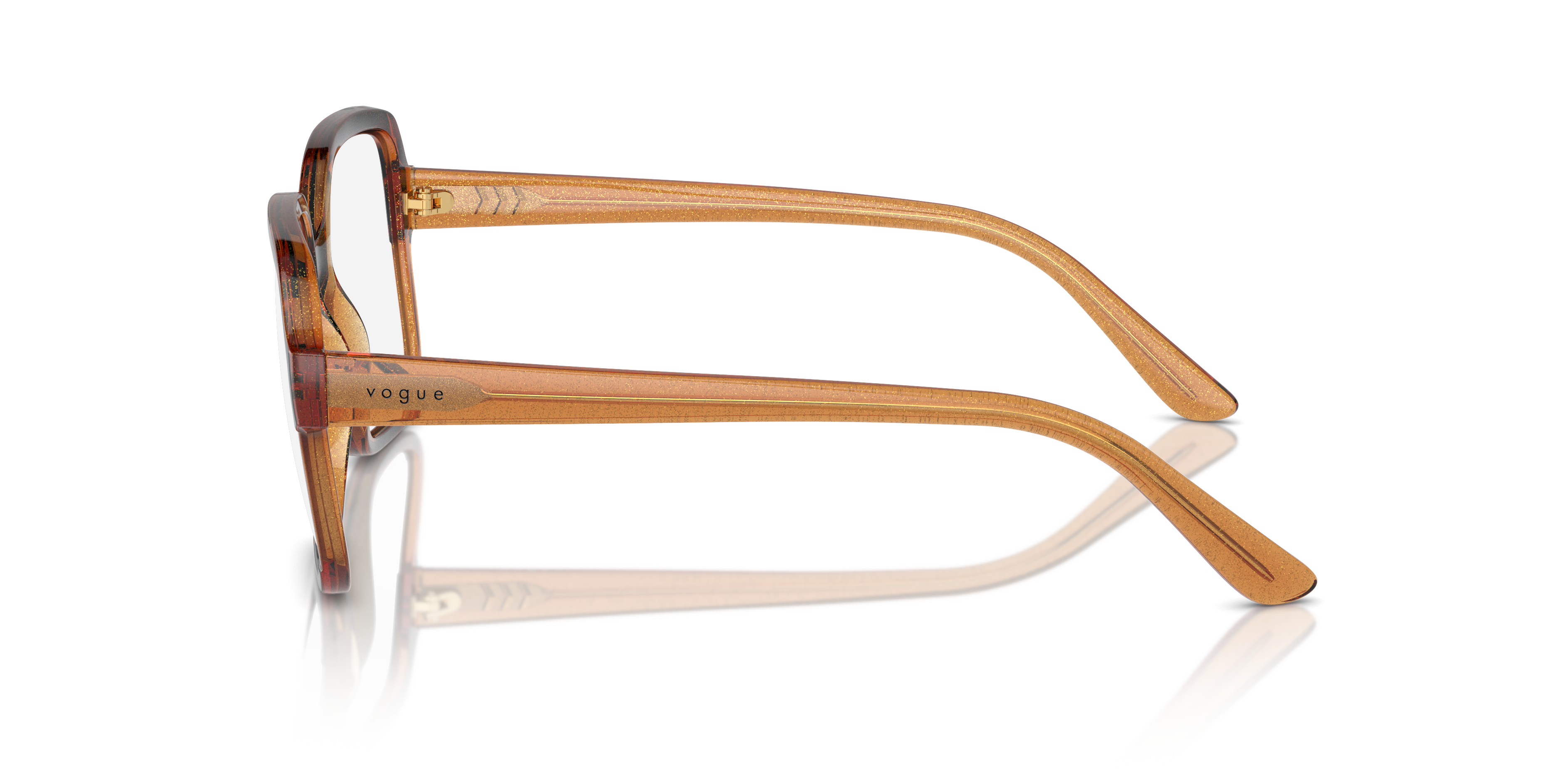 VO5555 Havana & transparant bruin glitter KunststofEyeglass Frames van B24, Zijaanzicht