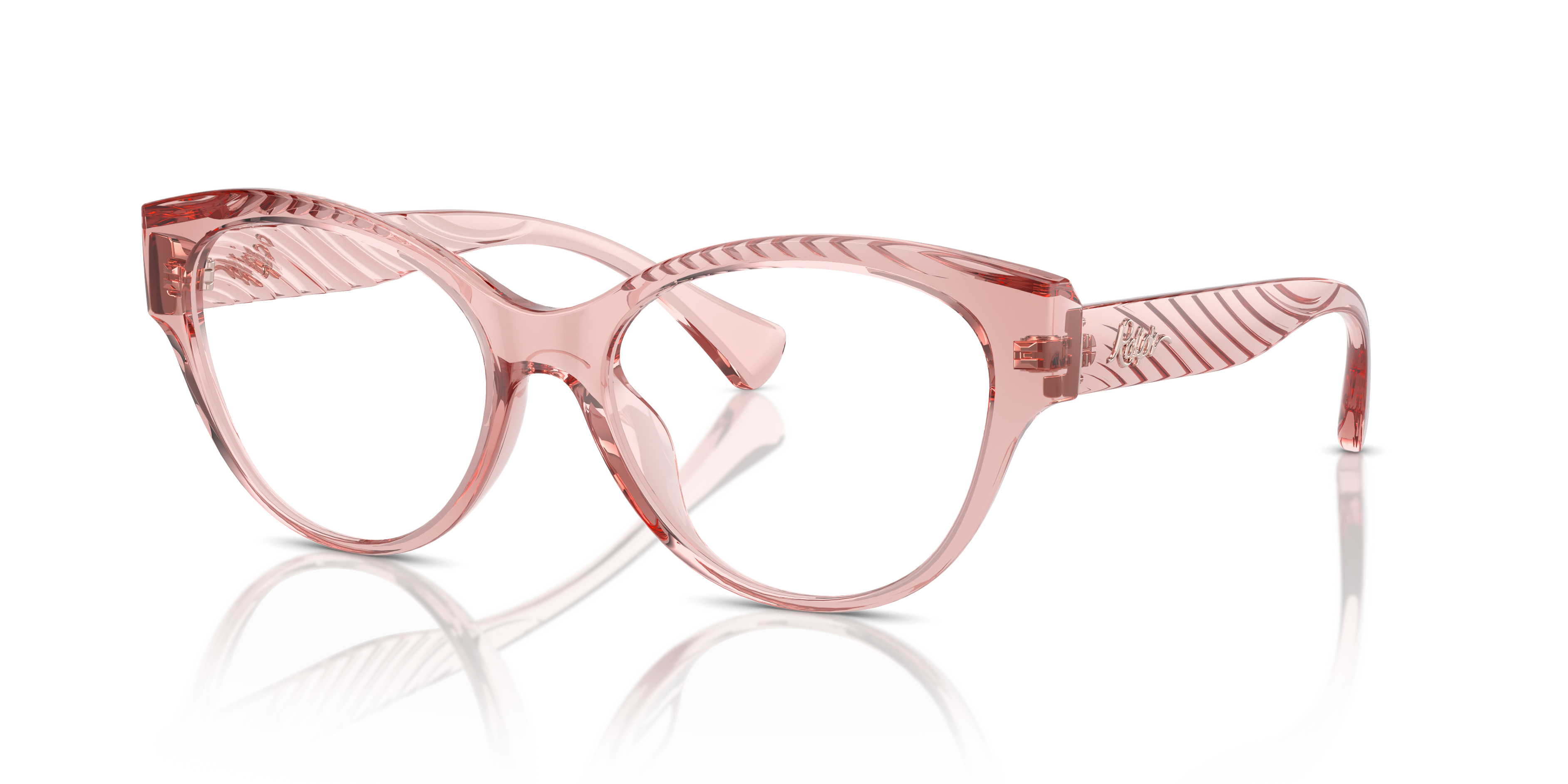 RA7164U Shiny Transparent Pink KunststofEyeglass Frames van B24, Hoekweergave