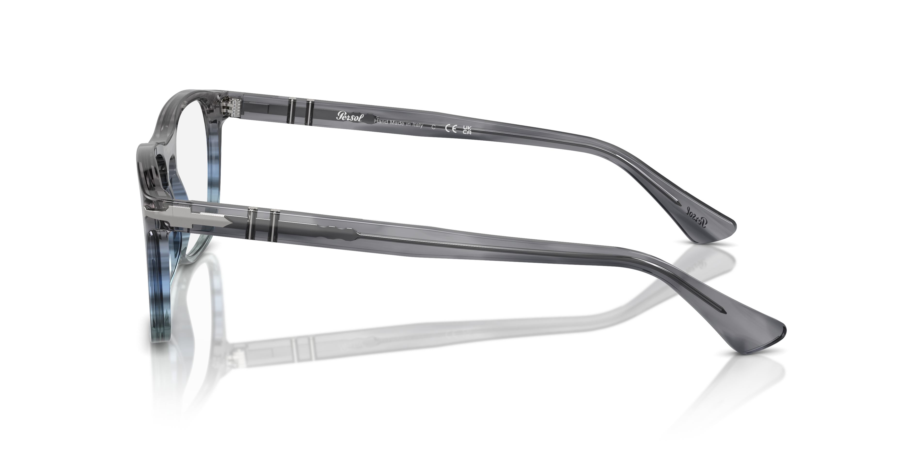 PO3344V Striped Grey Gradient Blue AcetatEyeglass Frames von B24, Seitenansicht