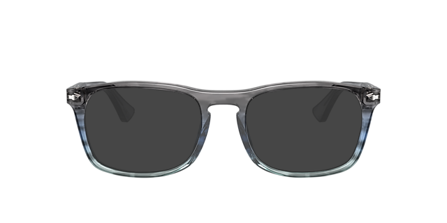 PO3344V Gestreept grijs gradiënt blauw AcetaatEyeglass Frames van B24, met getinte lenzen