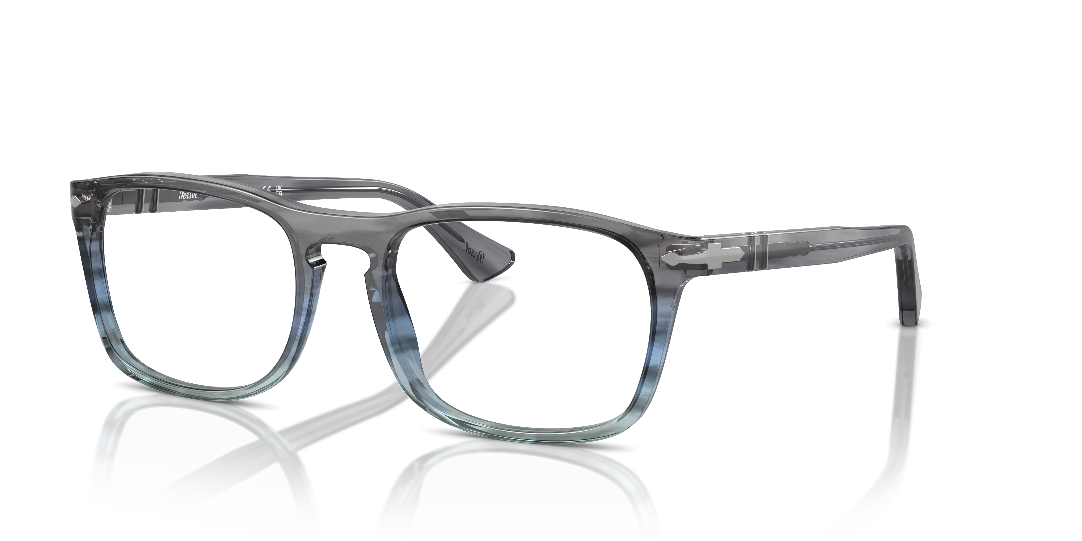 PO3344V Striped Grey Gradient Blue AcetatEyeglass Frames von B24, Dreiviertelansicht